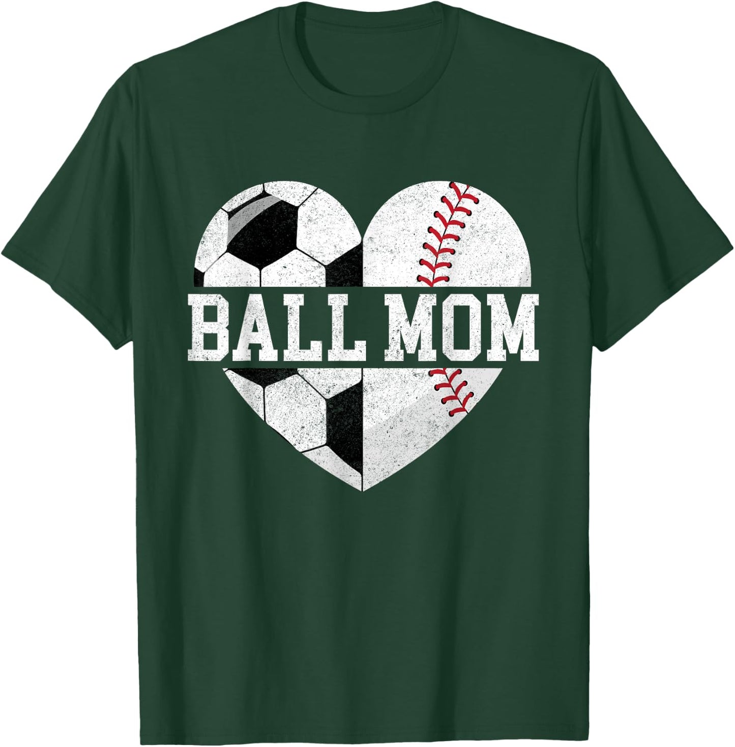 Ball Mom Shirt Heart Funny Baseball Soccer Mom T-Shirt - T-Shirt | Forest