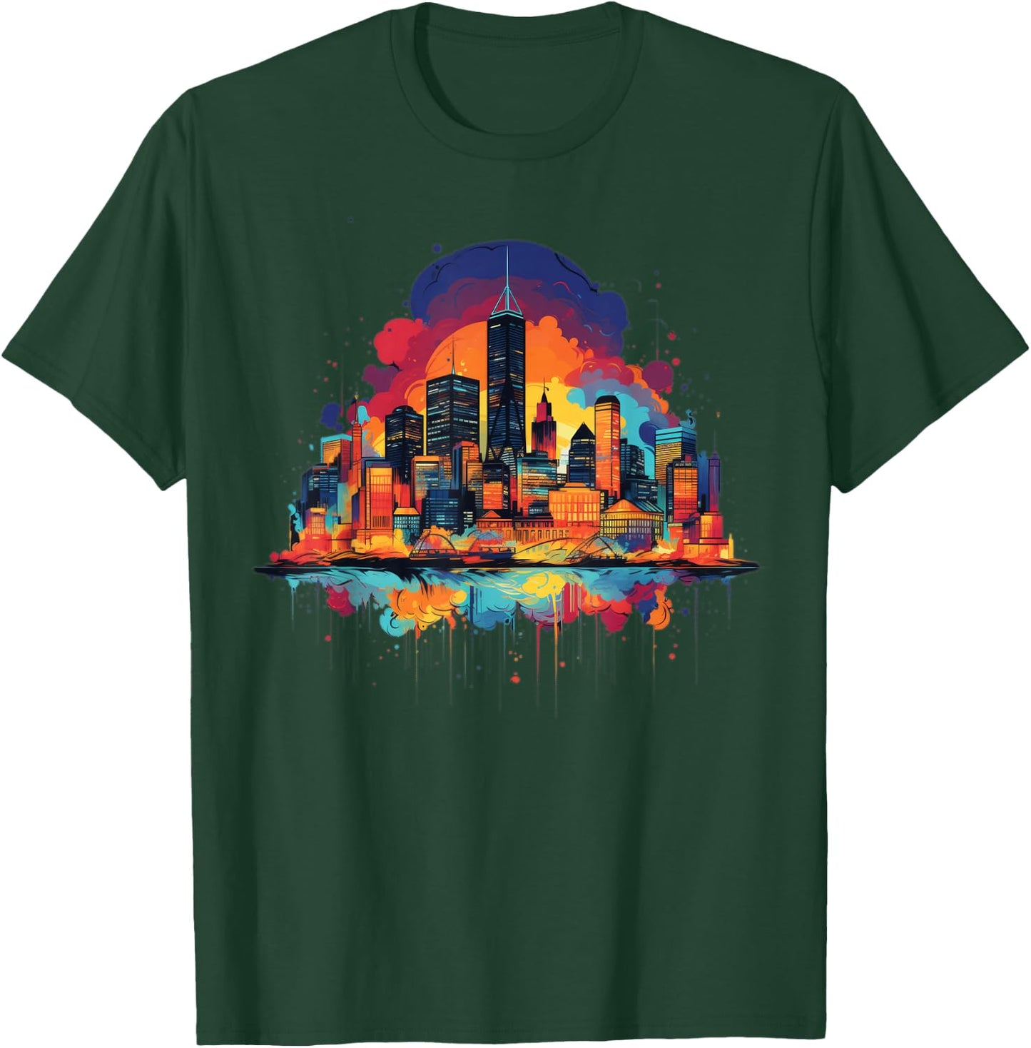 Boston City Skyline Colorful Art Women T-Shirt - T-Shirt | Forest