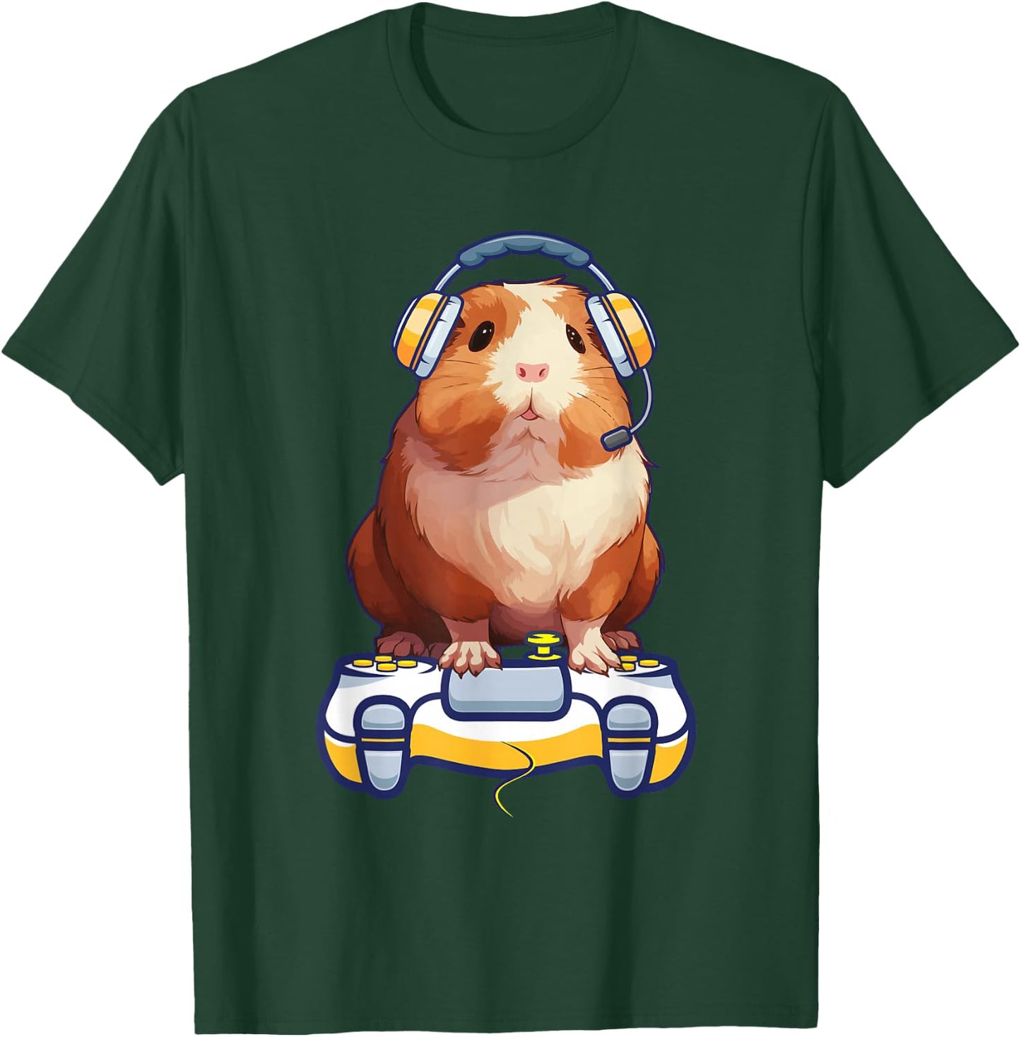 Funny guinea pig and Video Gamer Lover fluffy cavy Gamers T-Shirt - T-Shirt | Forest