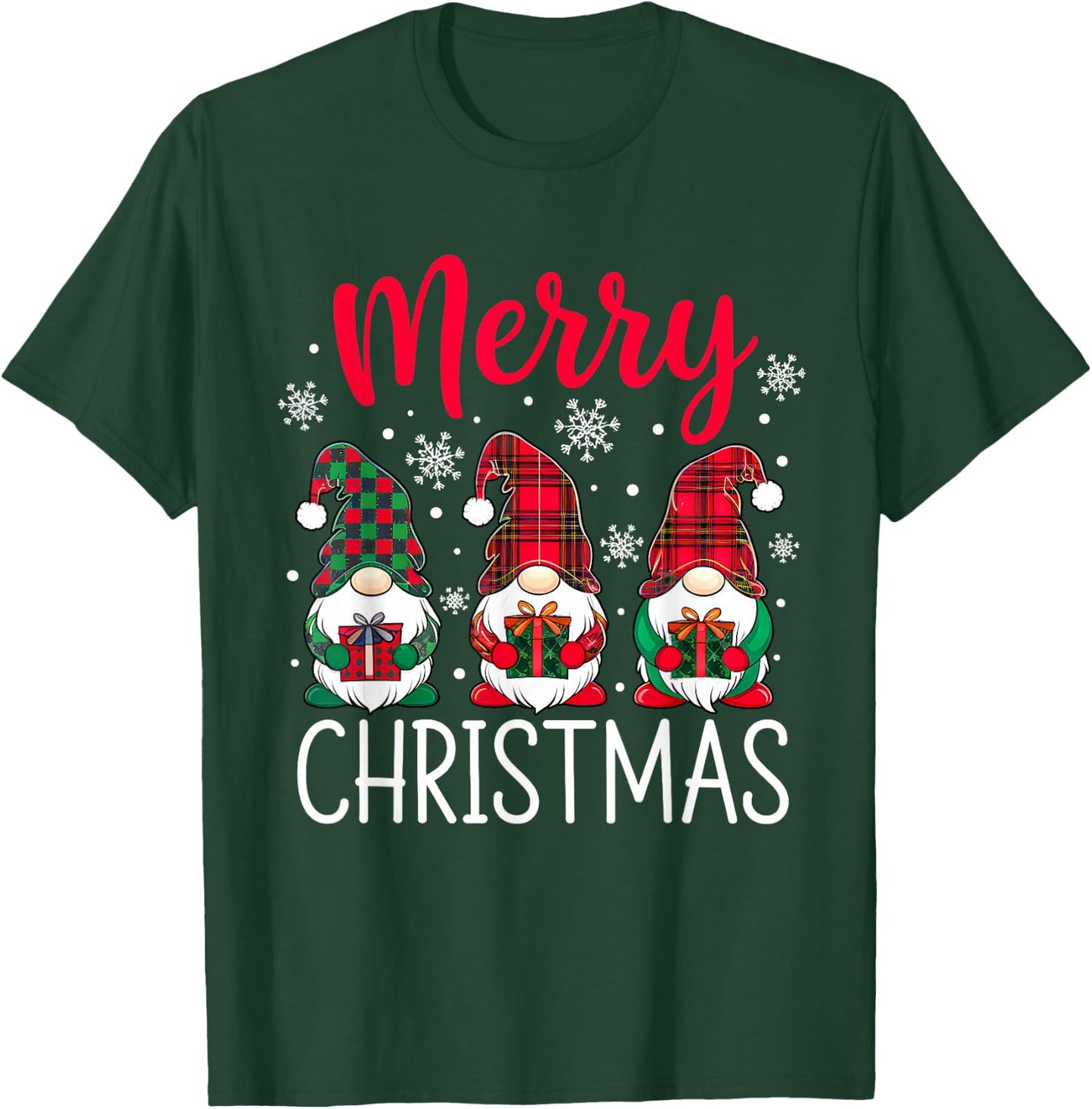 Three Gnomes Merry Christmas Funny Family Xmas T-Shirt - T-Shirt | Forest