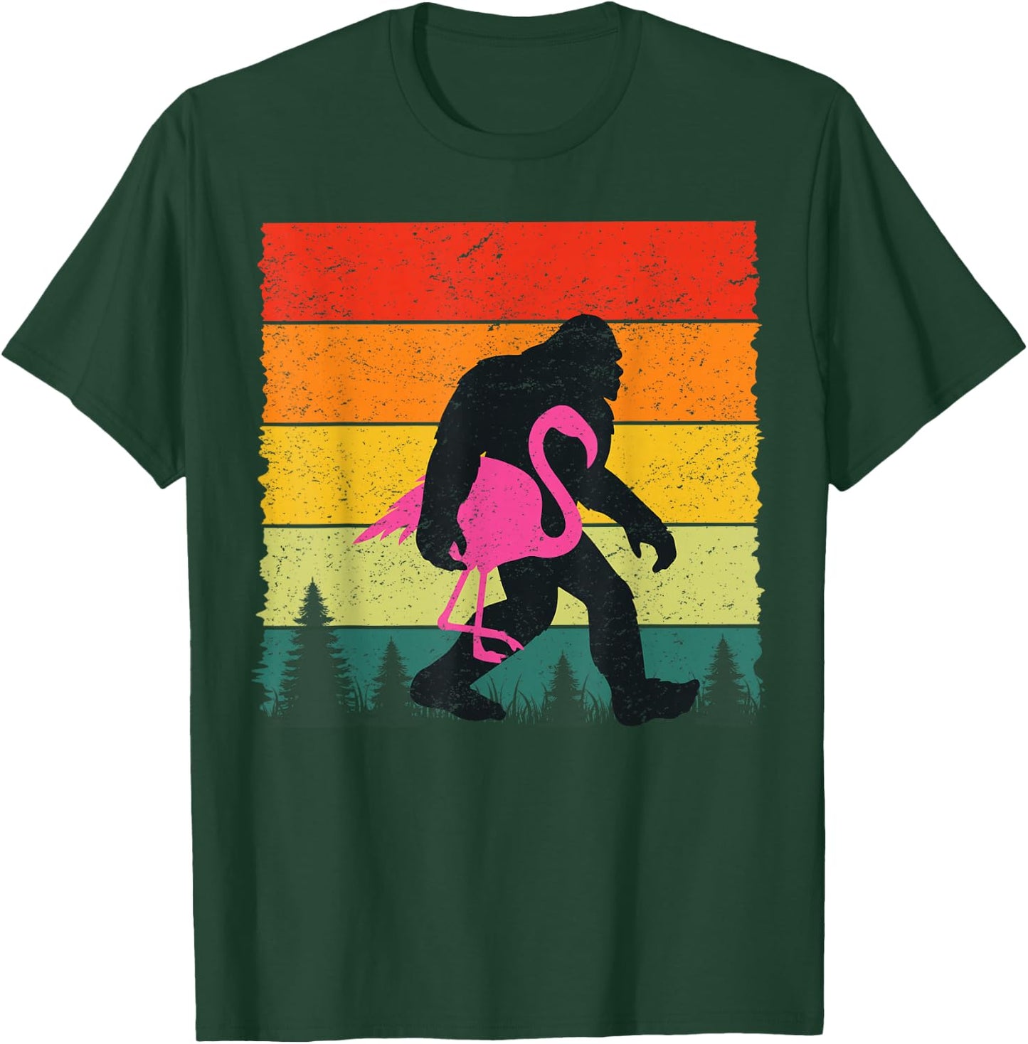 Bigfoot Sasquatch Pink Flamingo Aloha Beach Hawaiian Party T-Shirt - T-Shirt | Forest