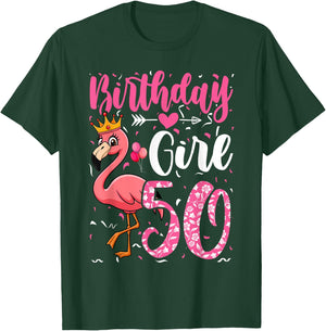 50th Birthday Flamingo Fan 50 Year Old Women 50th Bday T-Shirt - T-Shirt | Forest