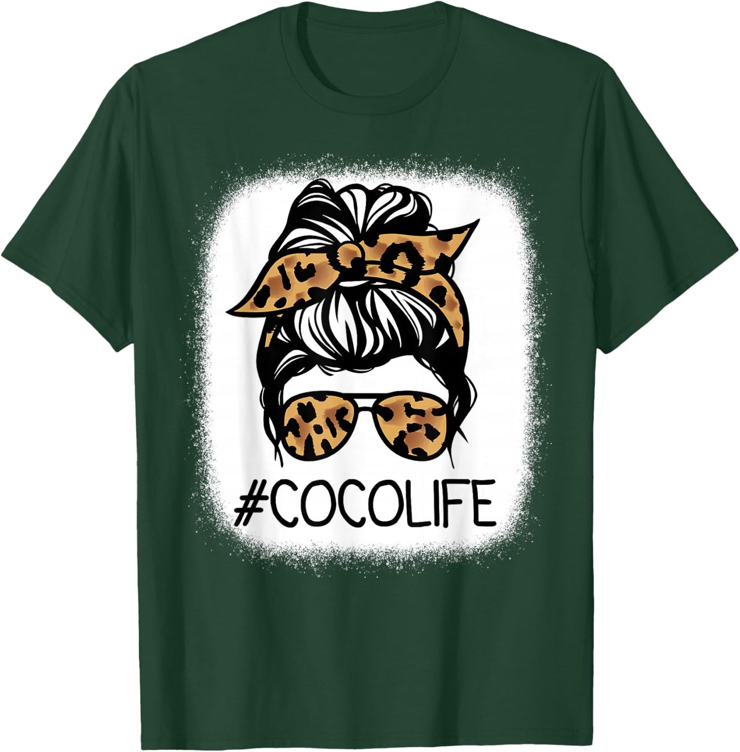 COCO Leopard Messy Bun Mother's Day for Grandmothers T-Shirt - T-Shirt | Forest