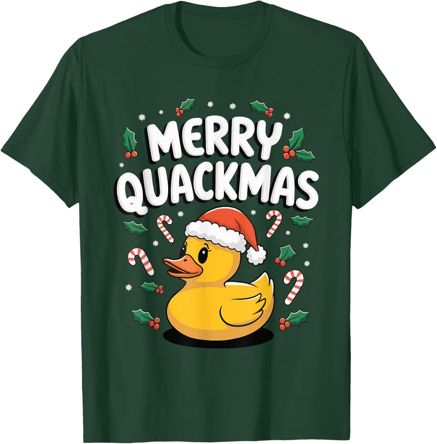 Merry Quackmas Christmas Rubber Duck T-Shirt - T-Shirt | Forest