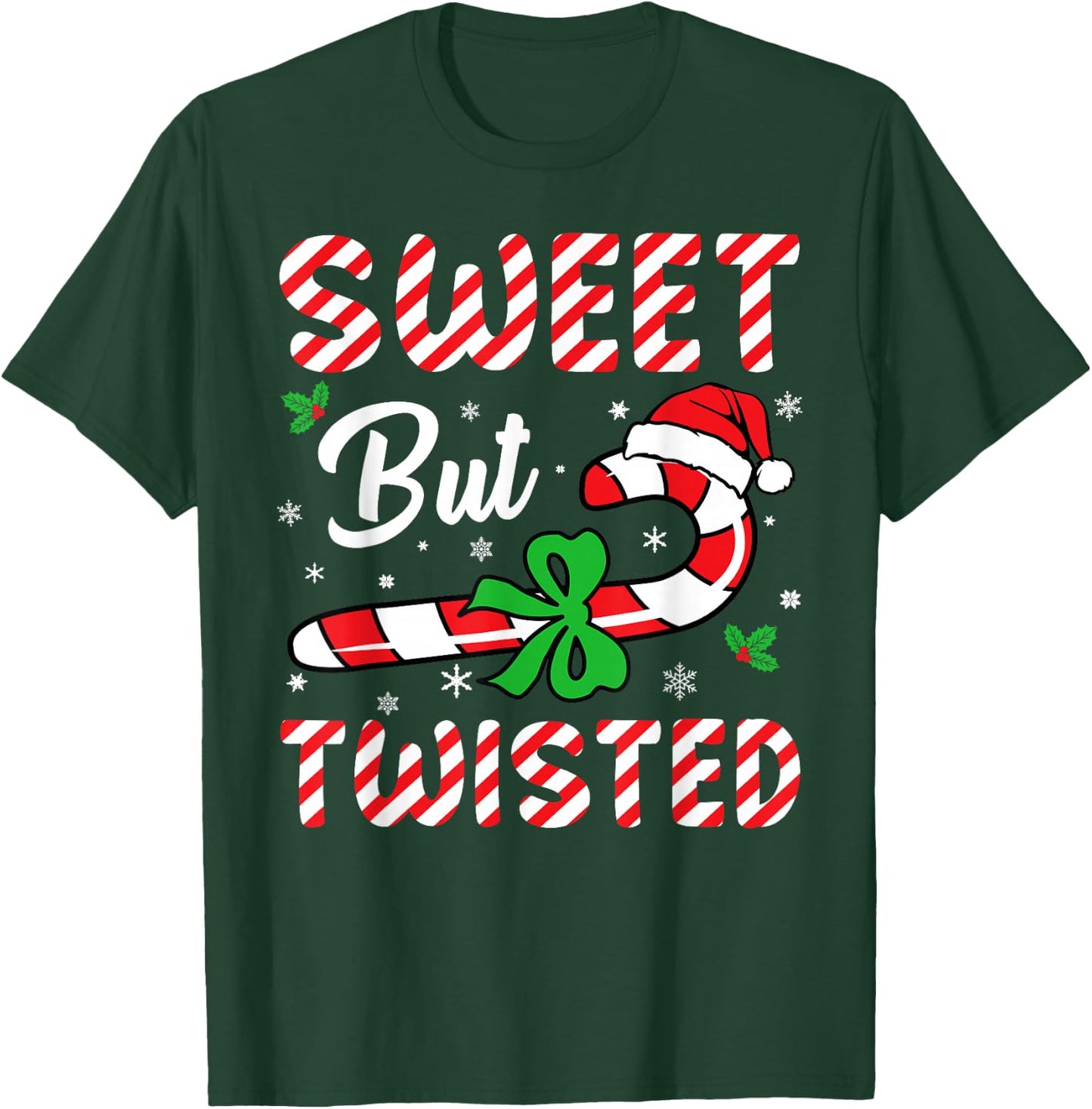 Sweet But Twisted Funny Christmas Candy Cane Boys Girls Kids T-Shirt - T-Shirt | Forest
