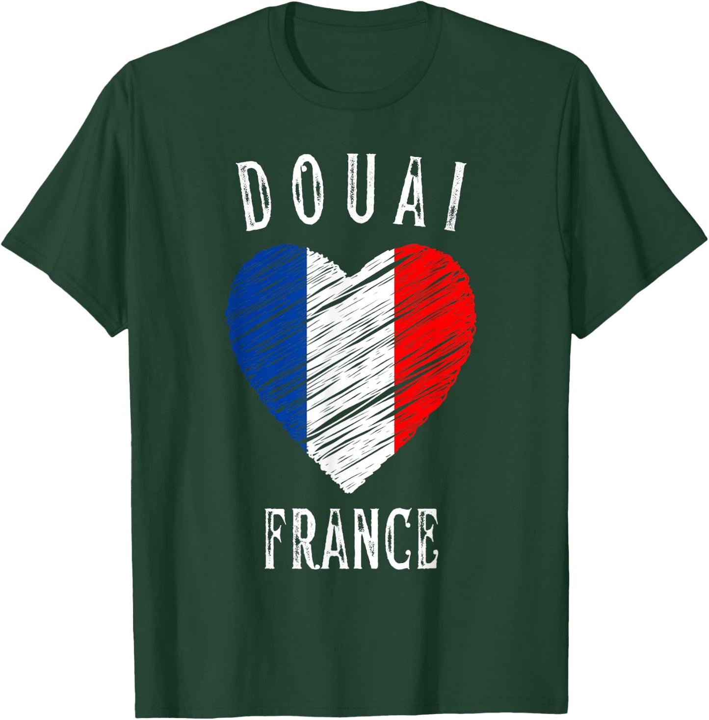 France Flag Heart Douai City T-Shirt - T-Shirt | Forest