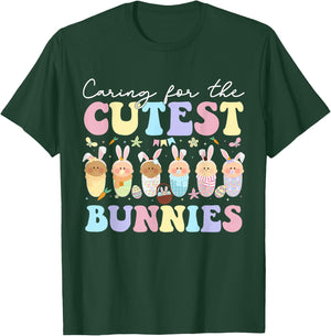 Caring For The Cutest Bunnies Easter Mother Baby L&D NICU T-Shirt - T-Shirt | Forest