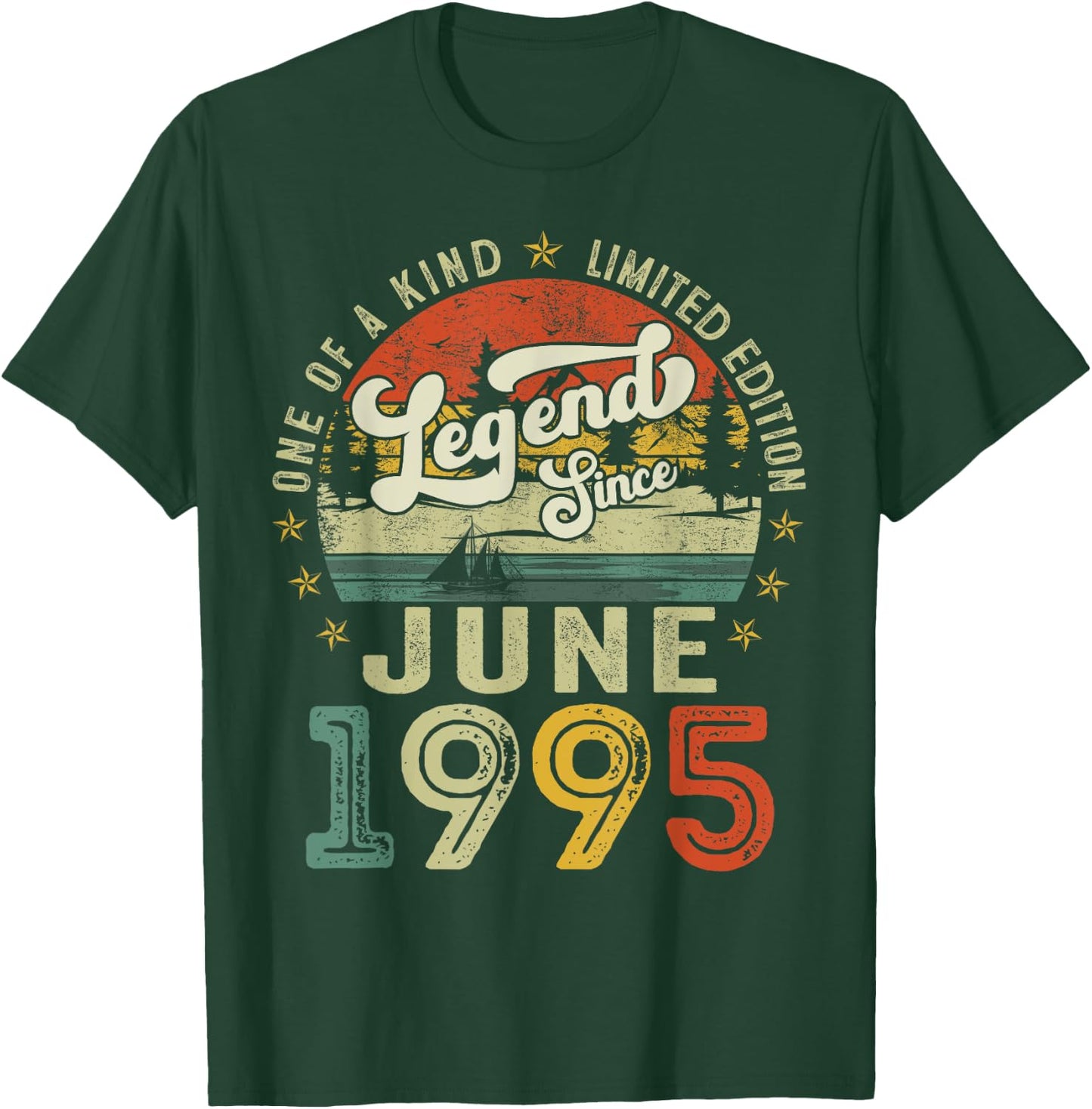 Legend Since June 1995 Vintage Retro 30th Birthday Men Women T-Shirt - T-Shirt | Forest