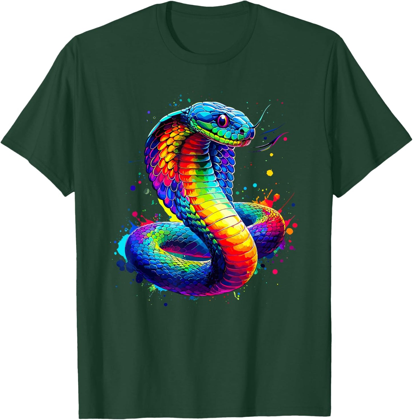 Colourful Splash Art Cobra Lovers Cobra Snake , black T-Shirt - T-Shirt | Forest