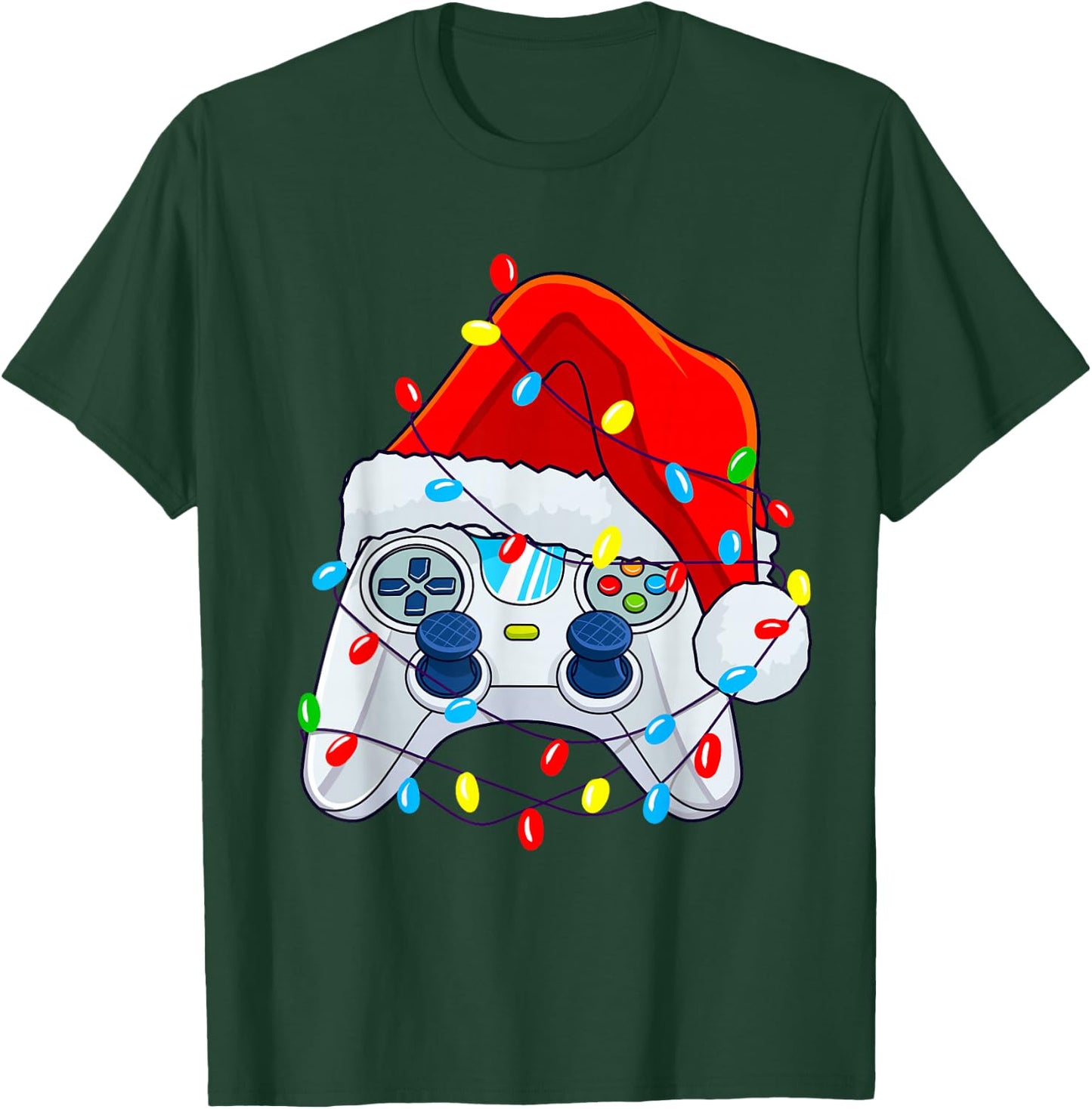 Video Game Controller Christmas Santa Hat Gamer Boys T-Shirt - T-Shirt | Forest