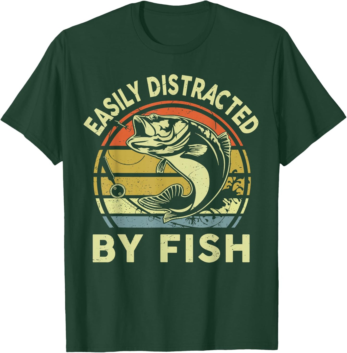 Easily Distracted by Fish Funny Youth Boy Bass Fishing Humor T-Shirt - T-Shirt | Forest