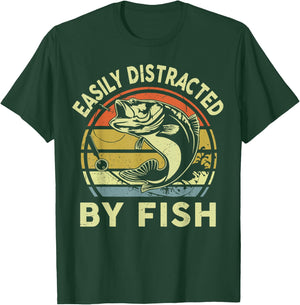 Easily Distracted by Fish Funny Youth Boy Bass Fishing Humor T-Shirt - T-Shirt | Forest