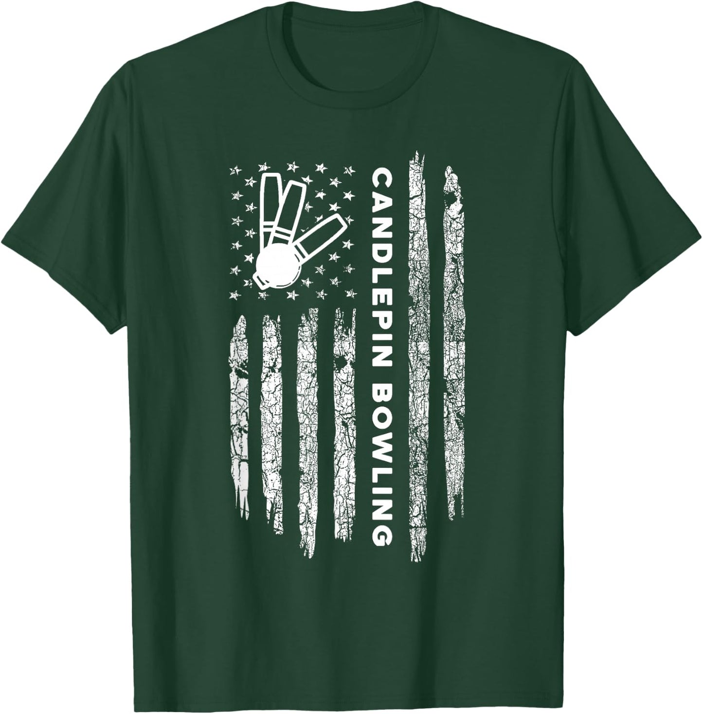 American Flag Candlepin Bowling - Vintage Candlepin Bowling T-Shirt - T-Shirt | Forest