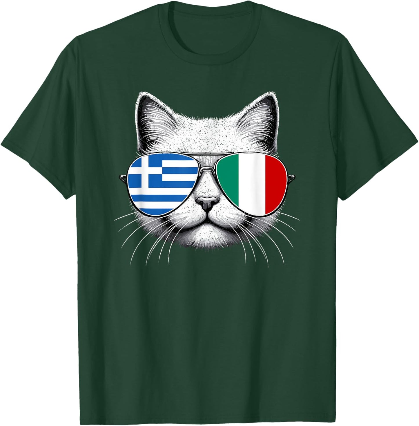 Greek Italian Flag Funny Cat Greece Italy Mix Heritage T-Shirt - T-Shirt | Forest