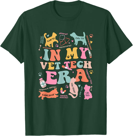 Groovy in My Vet Tech Era Monogrammed Veterinarian Grad T-Shirt - T-Shirt | Forest