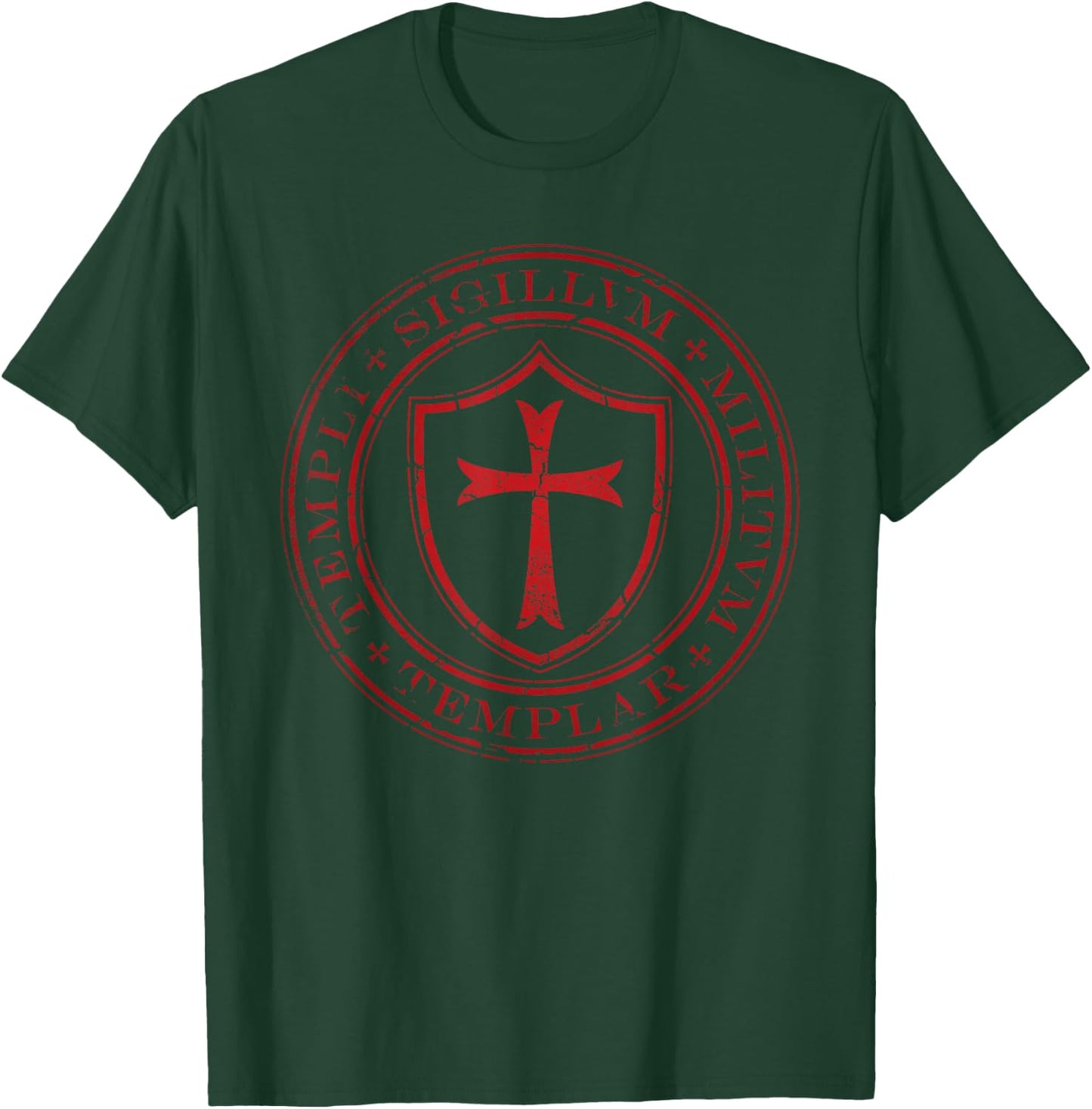 Distressed Knights Templar Cross, Seal of Soldiers T-Shirt - T-Shirt | Forest