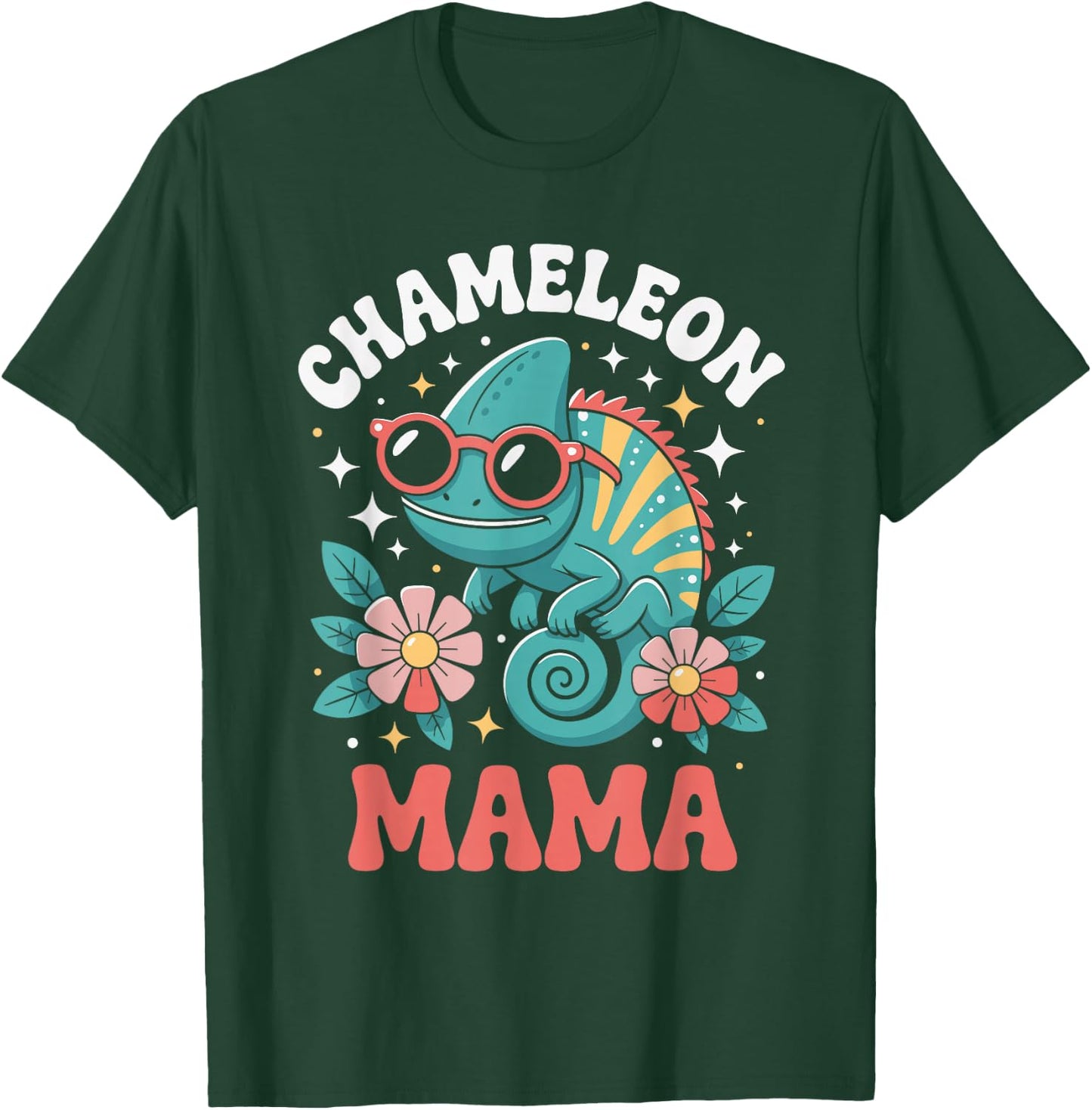 Chameleon Mama Floral Vintage 60s 70s Sunglasses T-Shirt - T-Shirt | Forest