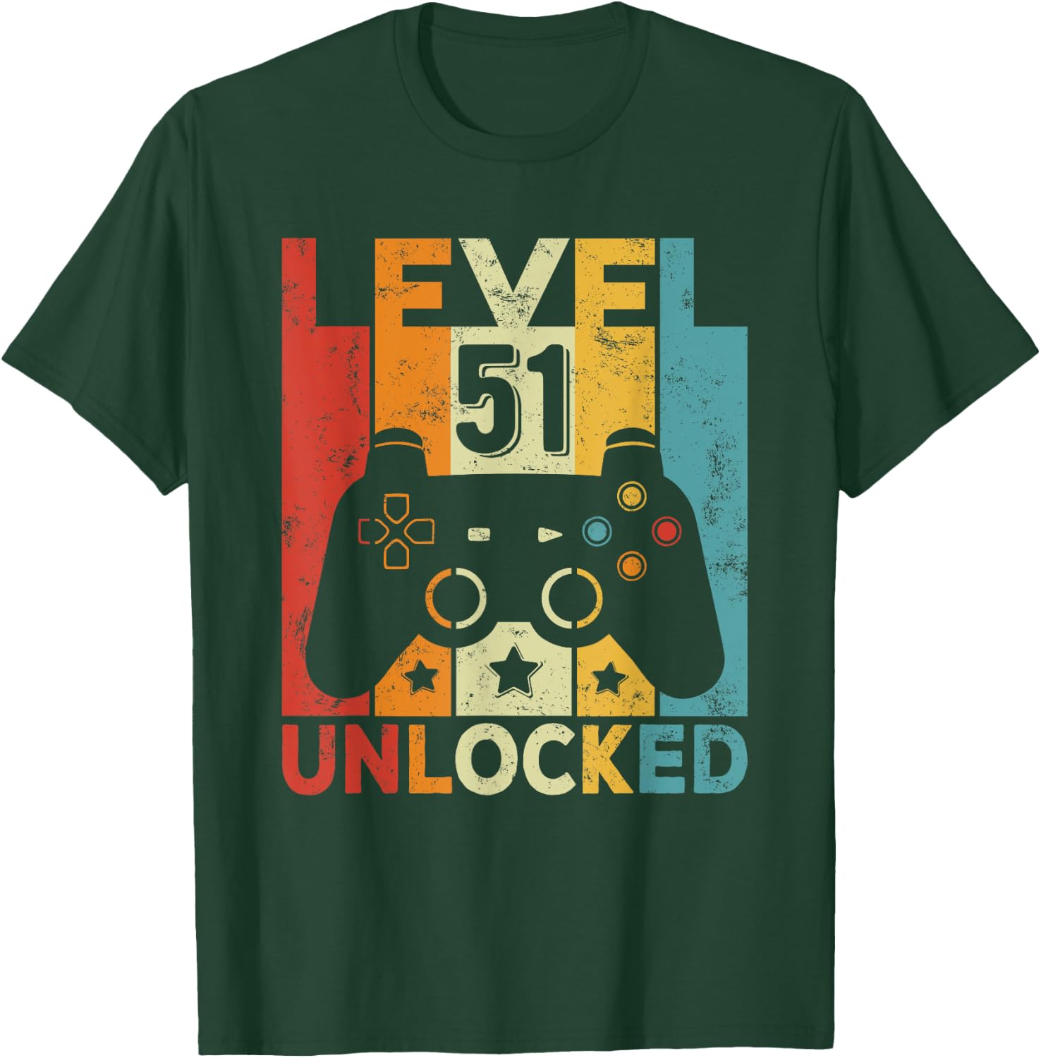 51st Birthday Man Woman 51 Year Old Game Controller Gamer T-Shirt - T-Shirt | Forest