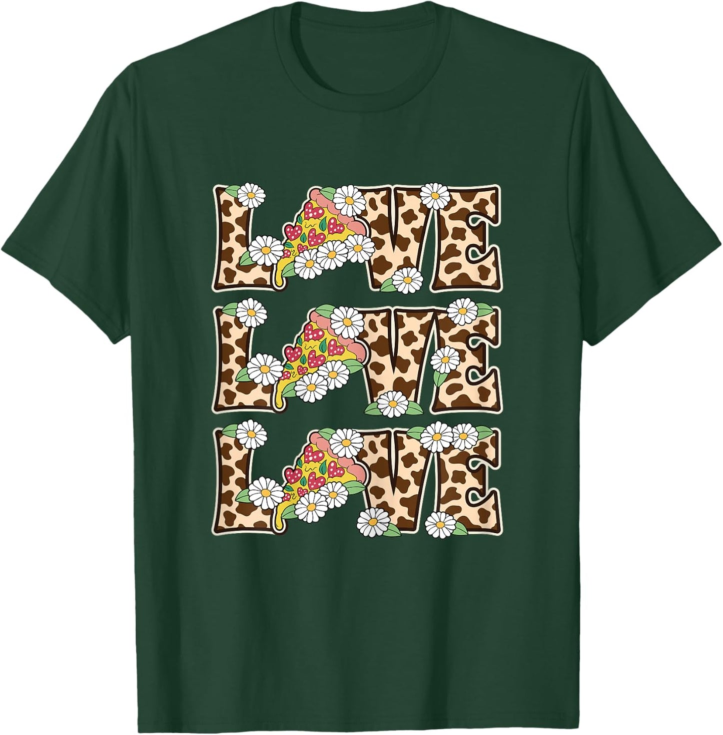 Love Pizza Lover Outfit Women Teen Girls Kids Cute Pizza T-Shirt - T-Shirt | Forest