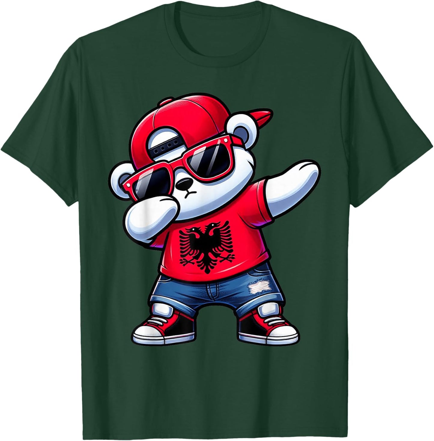 Albanian Bear Albania Dabbing Boys Kids 2024 , black T-Shirt - T-Shirt | Forest