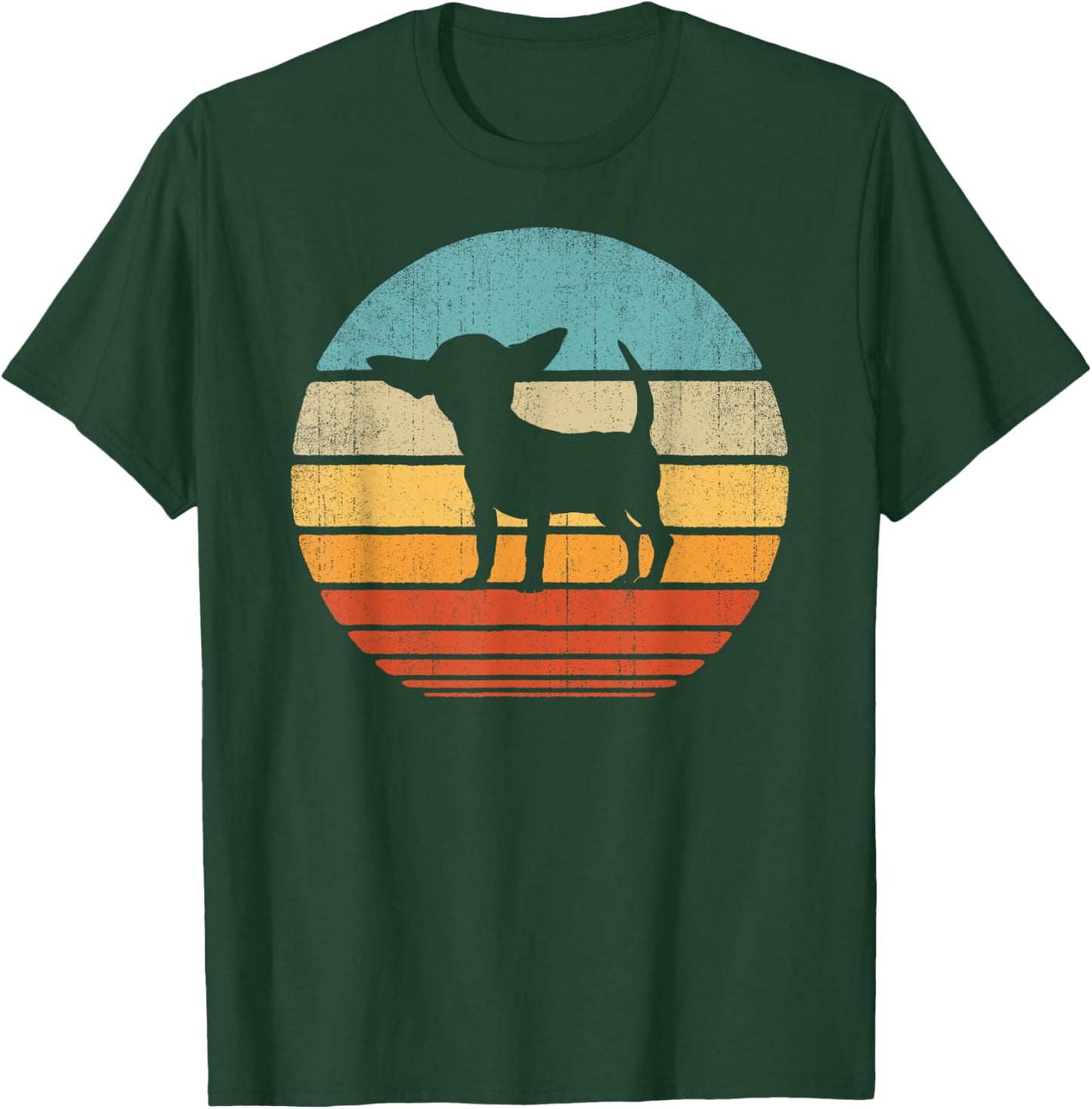 Chihuahua Retro Vintage 60s 70s Sunset Dog Lovers Men Women T-Shirt - T-Shirt | Forest