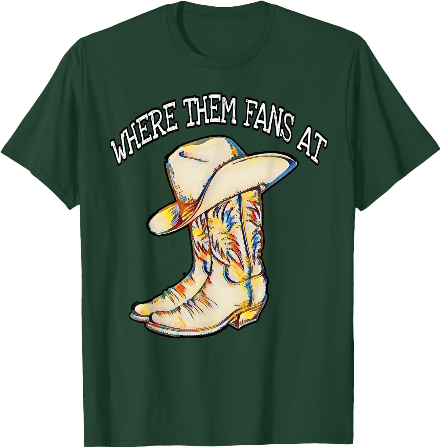 Popular Line Dance Song with Cowboy Hat & Boots Popping Fans T-Shirt - T-Shirt | Forest