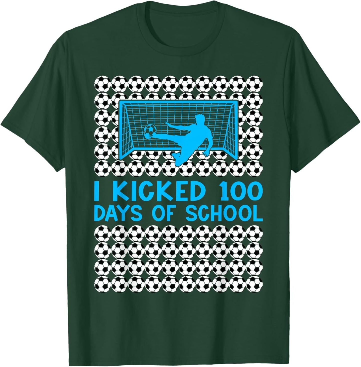 100 Days Of School Soccer 100th Day Of School For Boys Kids T-Shirt - T-Shirt | Forest