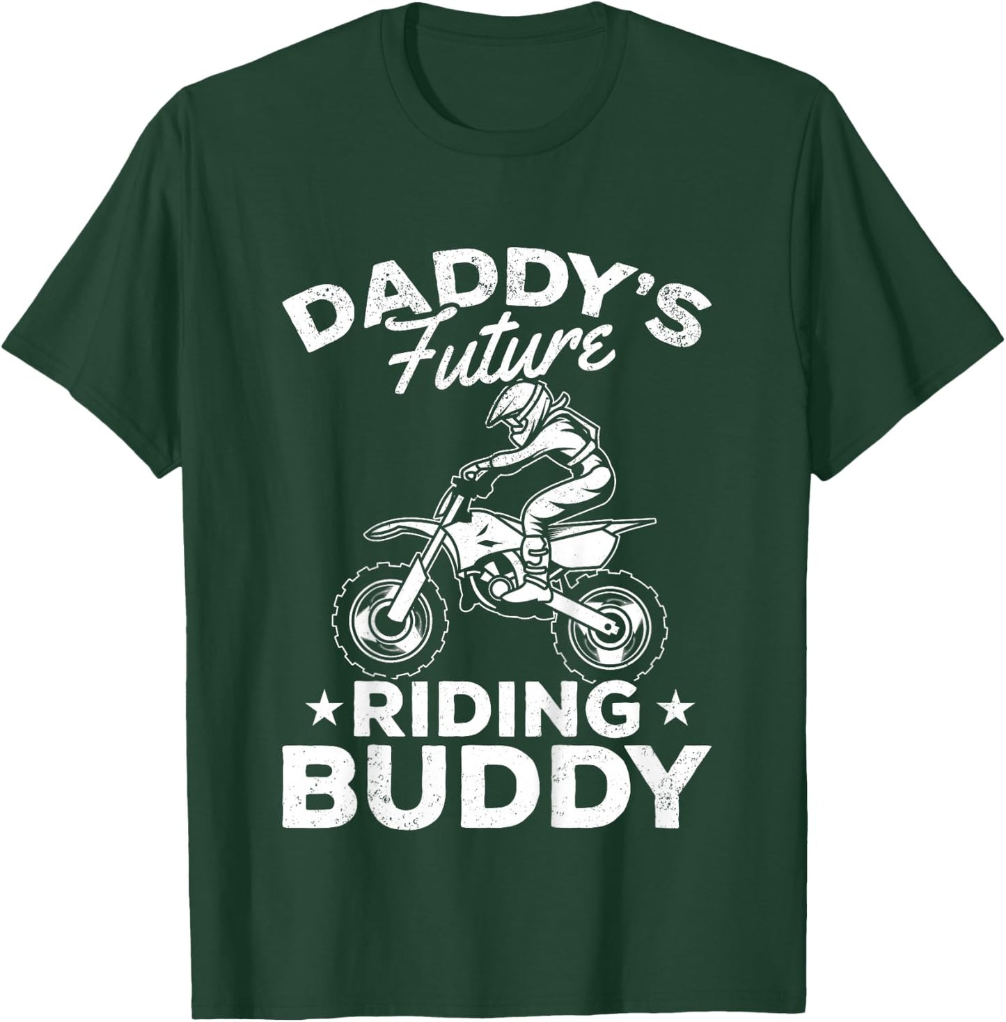 Daddy's Future Riding Buddy Motocross Kids Dirt Bike Boy T-Shirt - T-Shirt | Forest