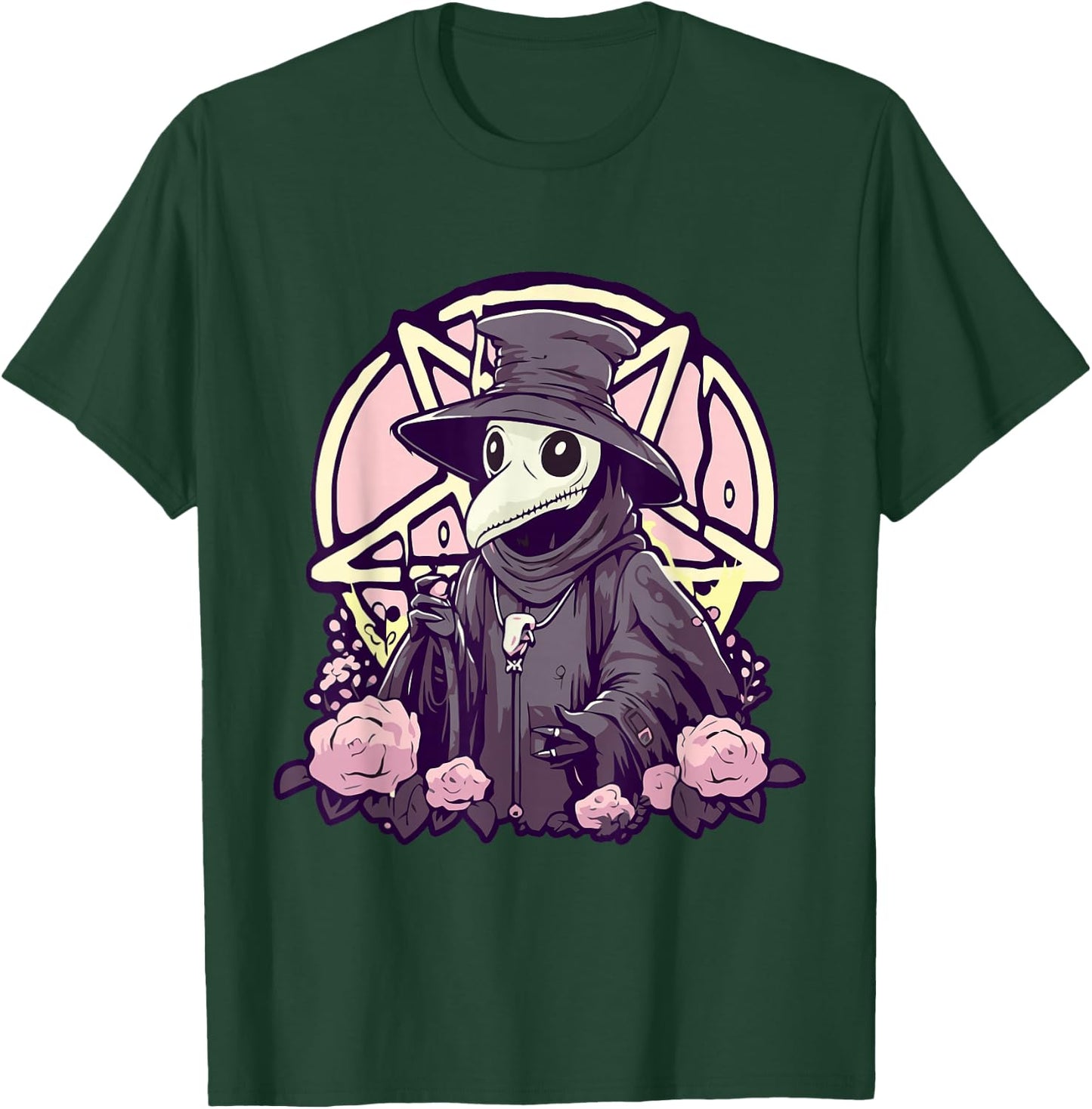 Pastel Goth Gruselige Pest Doctor Rosen und Pentagramm Kawaii T-Shirt - T-Shirt | Forest