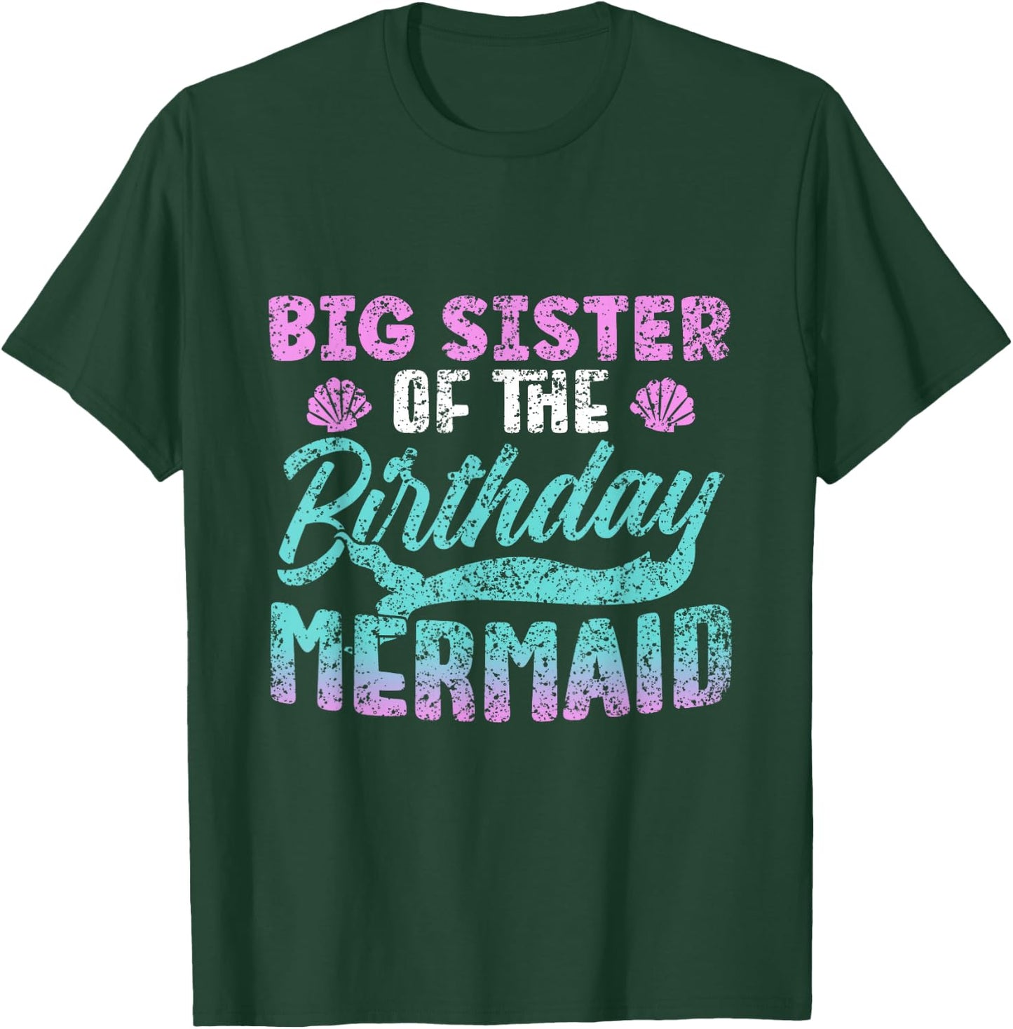 Big Sister Of The Birthday Mermaid Party Cute Girl T-Shirt - T-Shirt | Forest