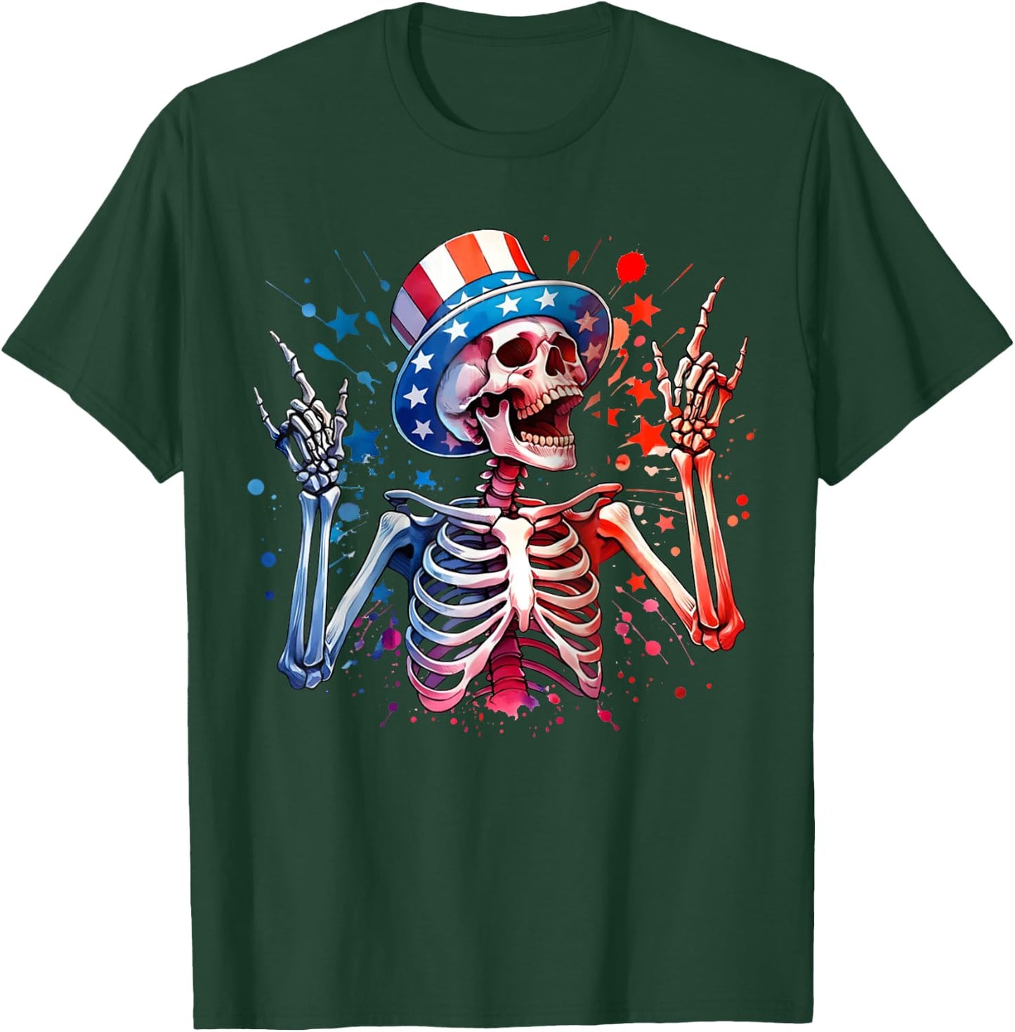 Party in The USA Rock Hand July 4th Funny American Skeleton Kids Men T-Shirt - T-Shirt | Forest