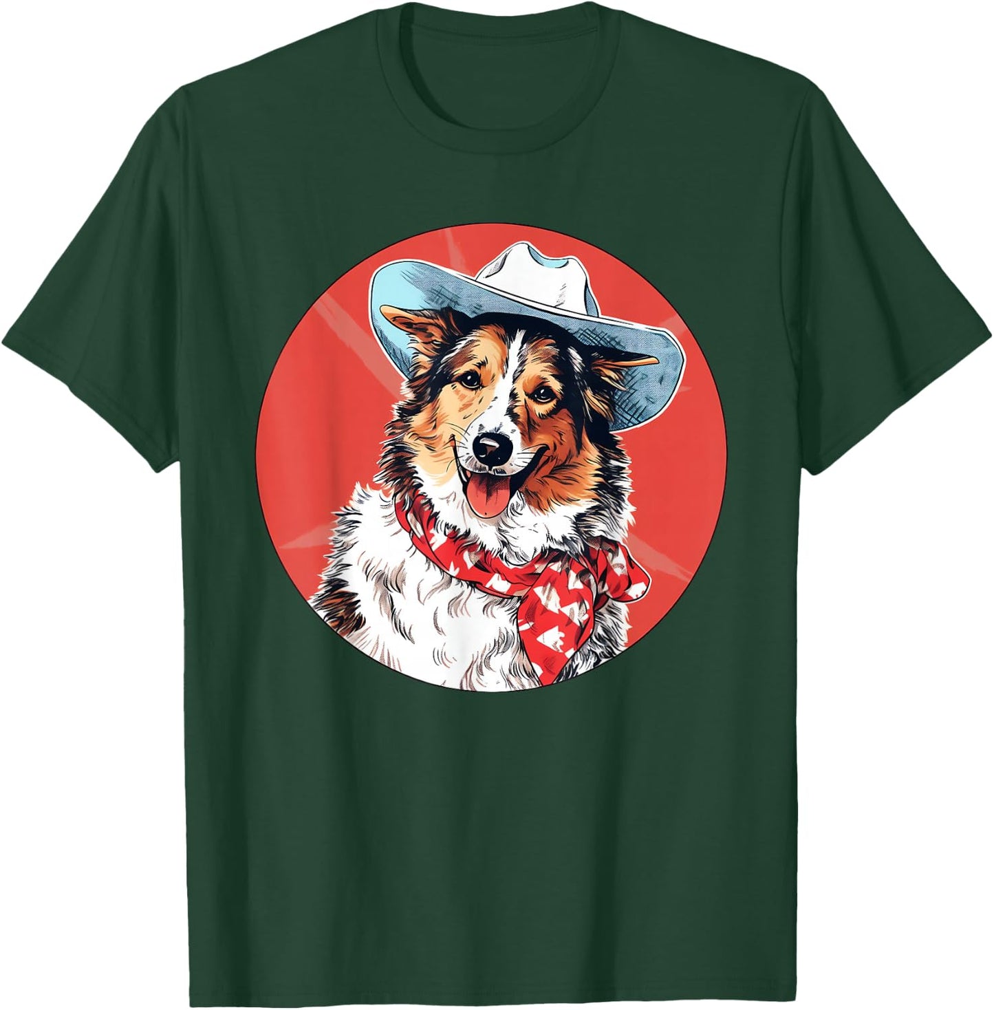 Shetland Sheepdog Cowboy Funny Dog Wild West T-Shirt - T-Shirt | Forest