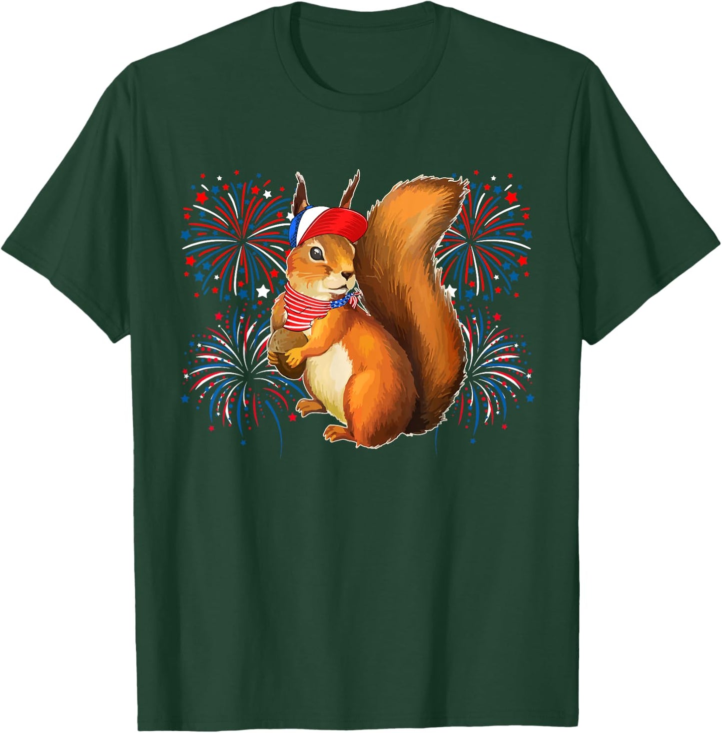 Squirrel 4th Of July American Flag Fireworks Costume Animal T-Shirt - T-Shirt | Forest