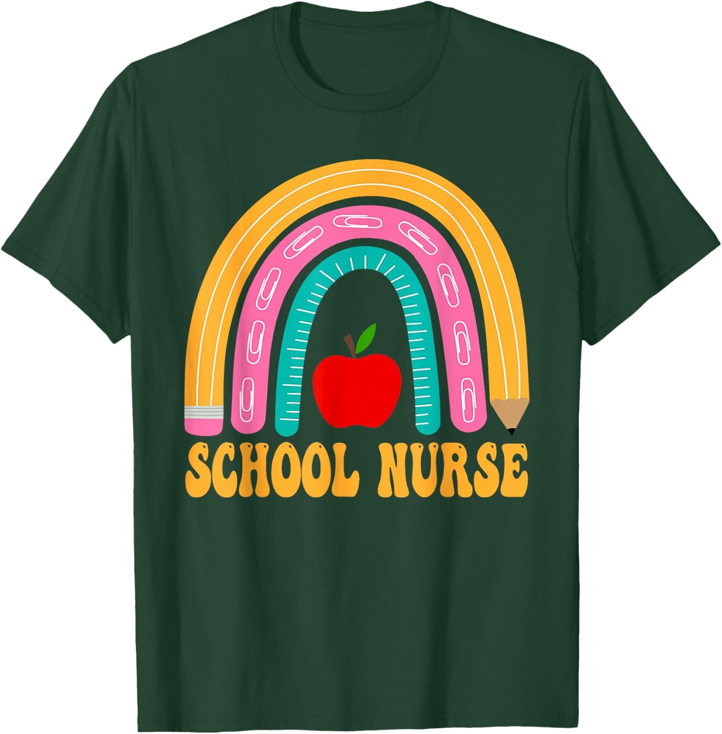First Day of School Nurse Back To School Rainbow Pencil T-Shirt - T-Shirt | Forest