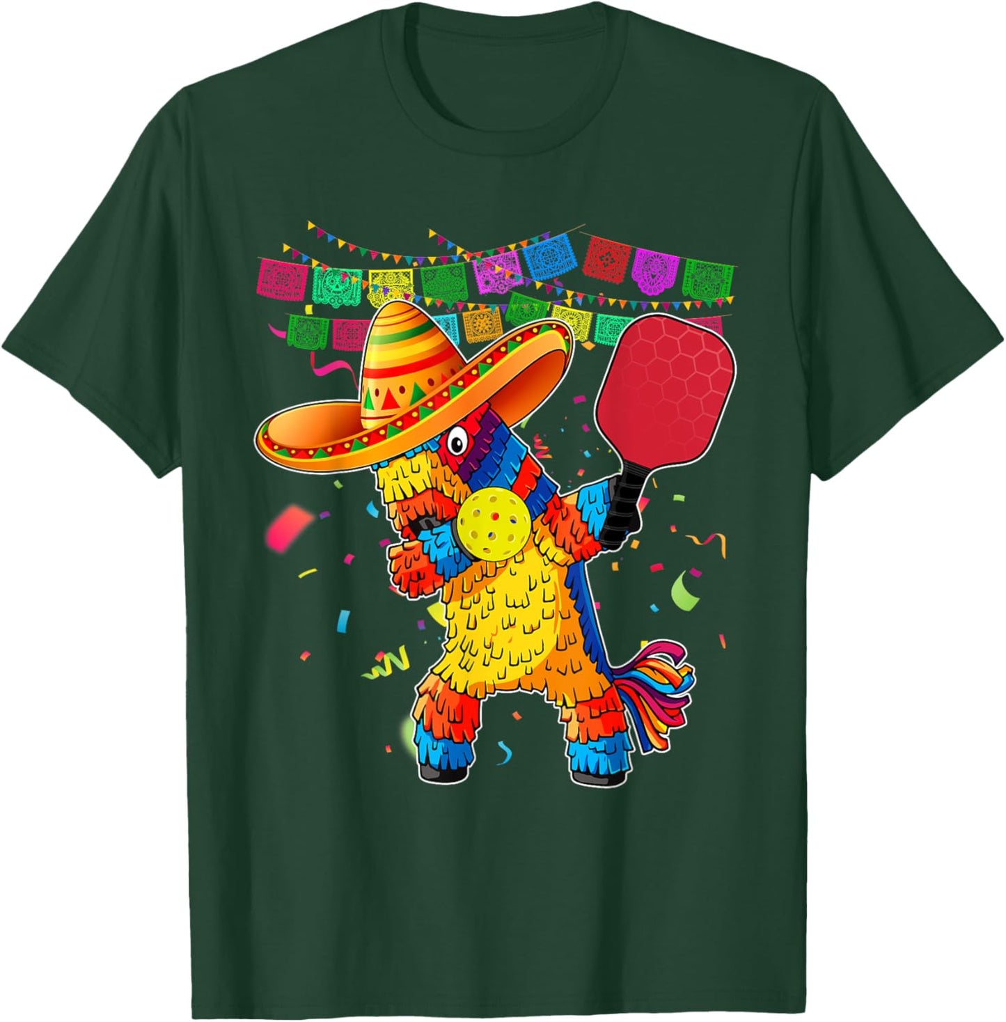Dabbing Pinata Sombrero Pickleball Player Fan Cinco De Mayo T-Shirt - T-Shirt | Forest