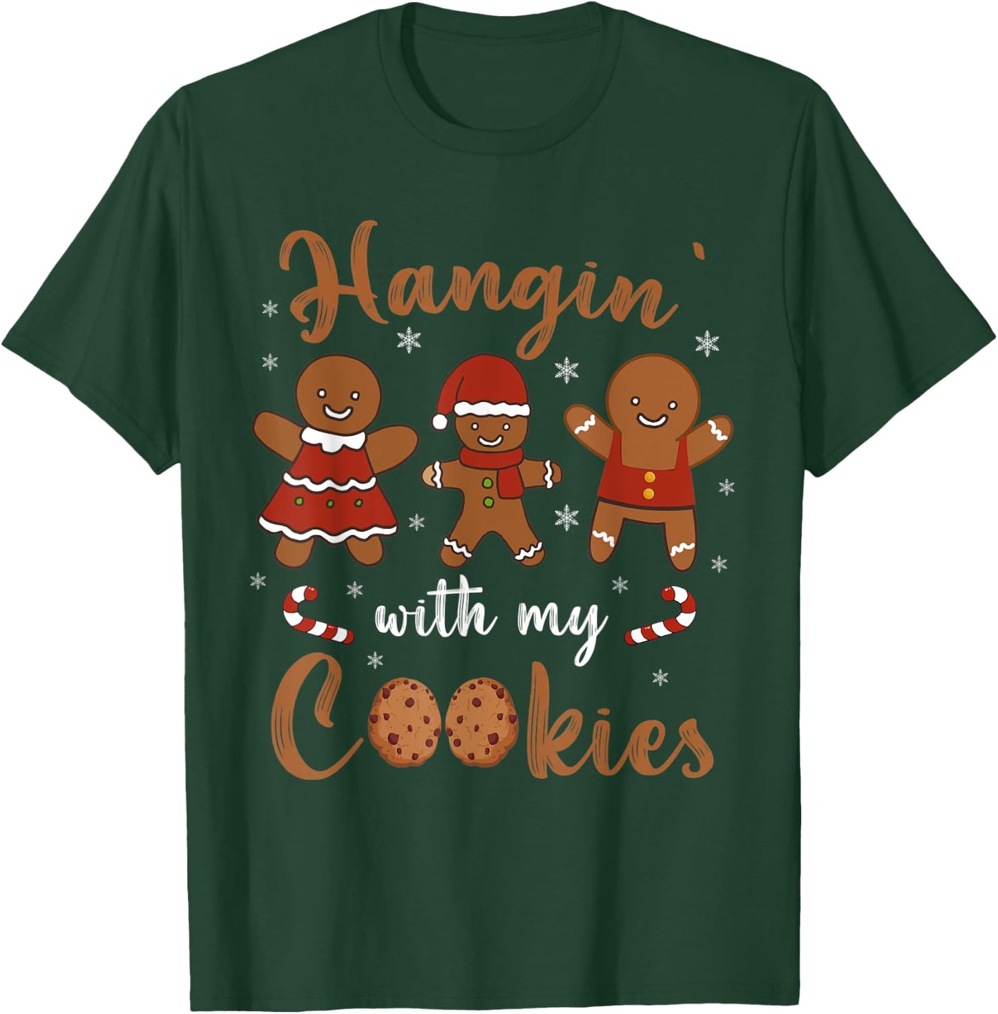 Hanging With My Cookies Cute Christmas Teacher Women Kids T-Shirt - T-Shirt | Forest