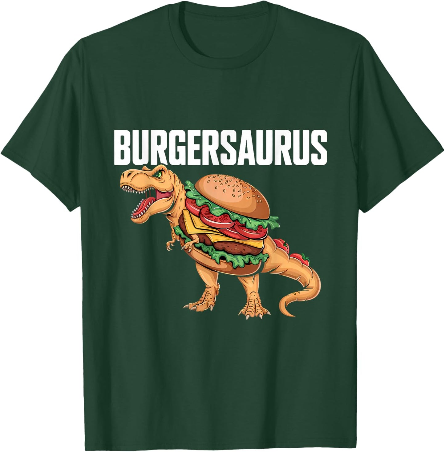 Burger Dinosaur T-Rex Burger Dino Funny Fast Food T-Shirt - T-Shirt | Forest