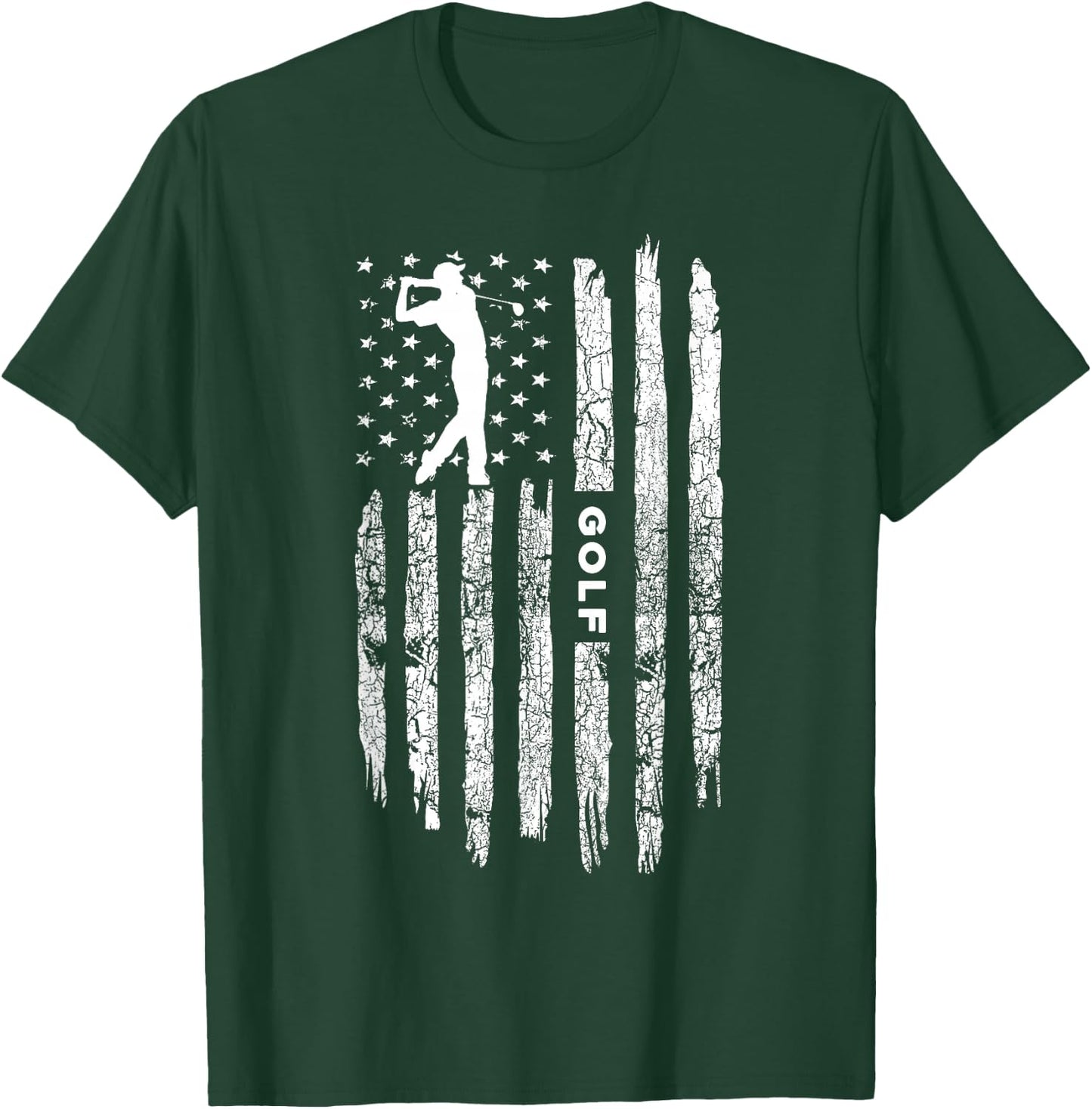 American Flag Golf Clothing - Golfer Vintage Golf Small T-Shirt - T-Shirt | Forest