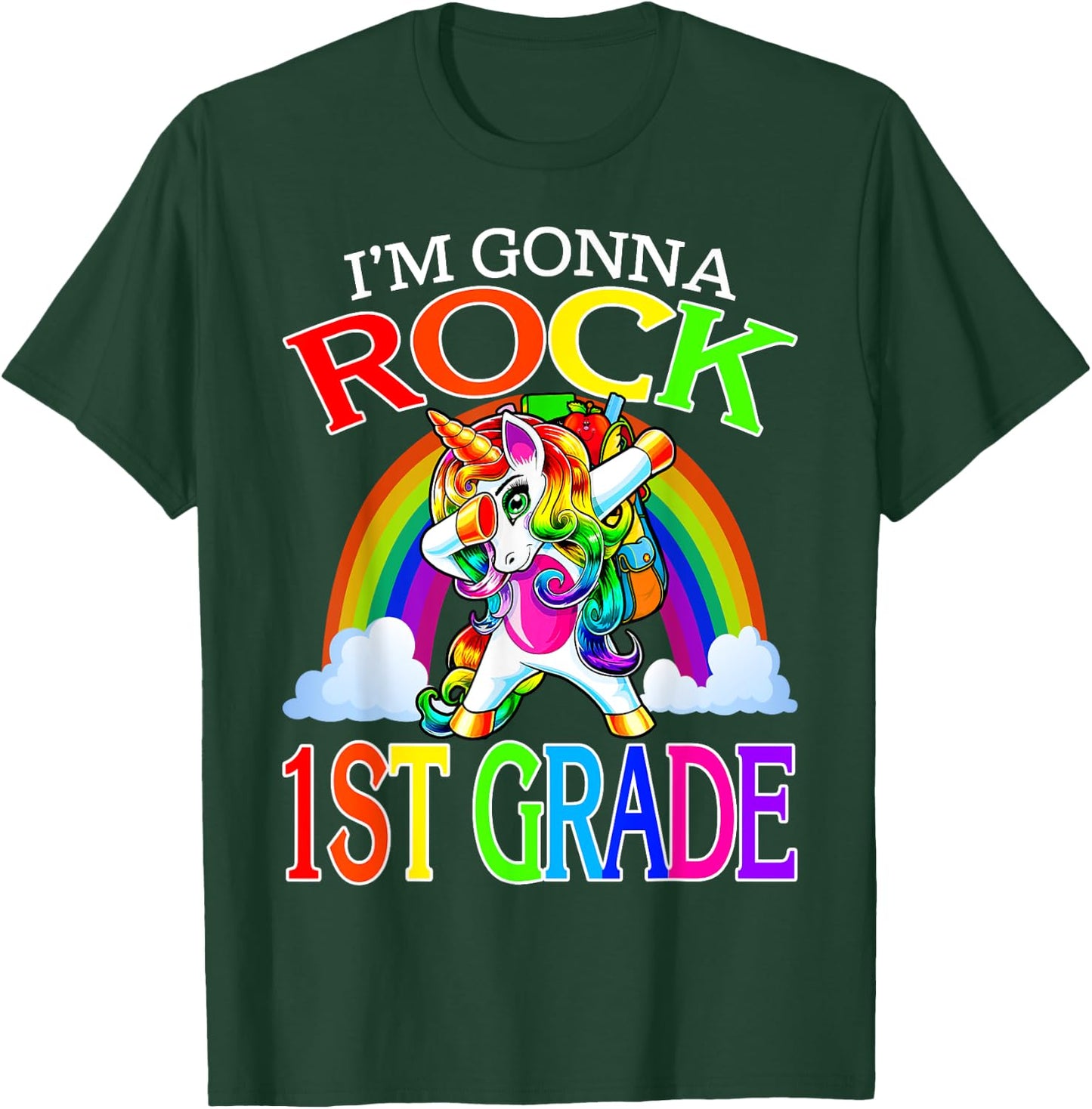 I'm Gonna Rock 1st Grade Unicorn Rainbow Back To School T-Shirt - T-Shirt | Forest