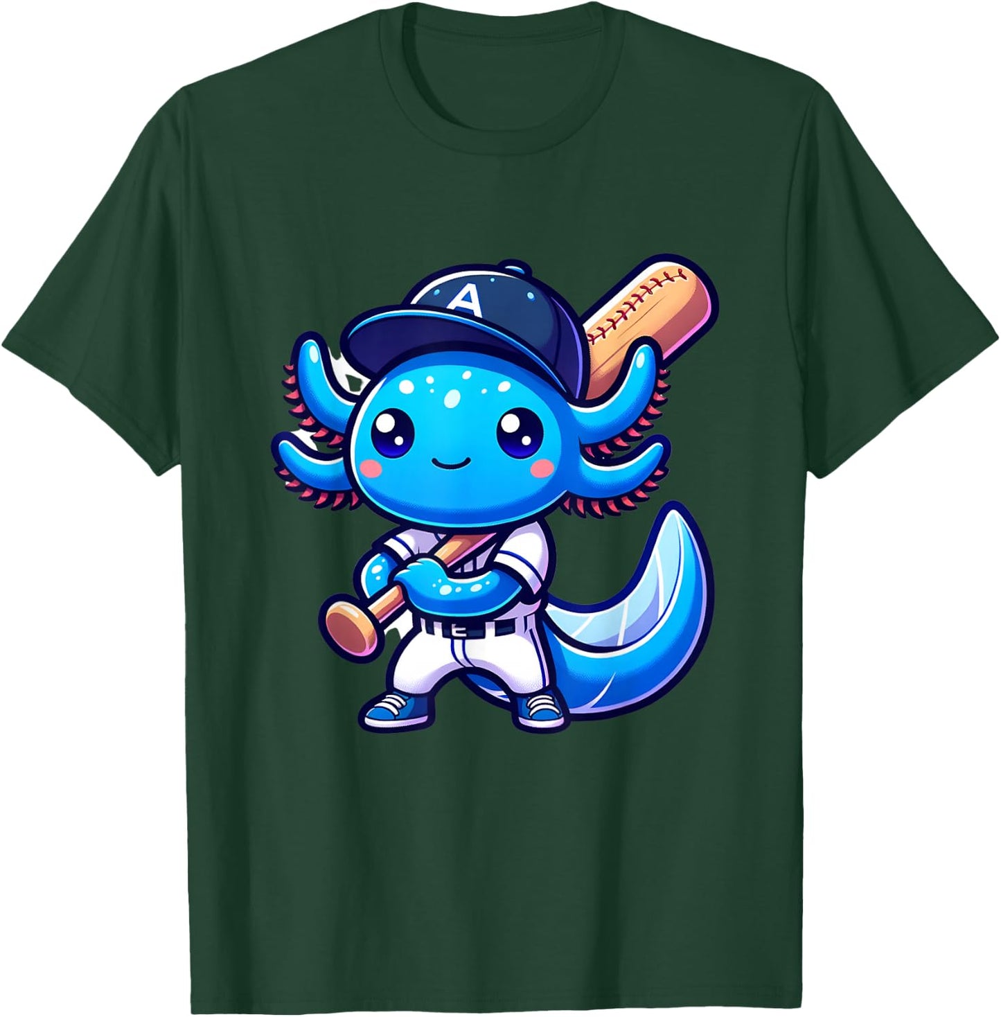 Funny axolotl baseball player catcher boys girls T-Shirt - T-Shirt | Forest
