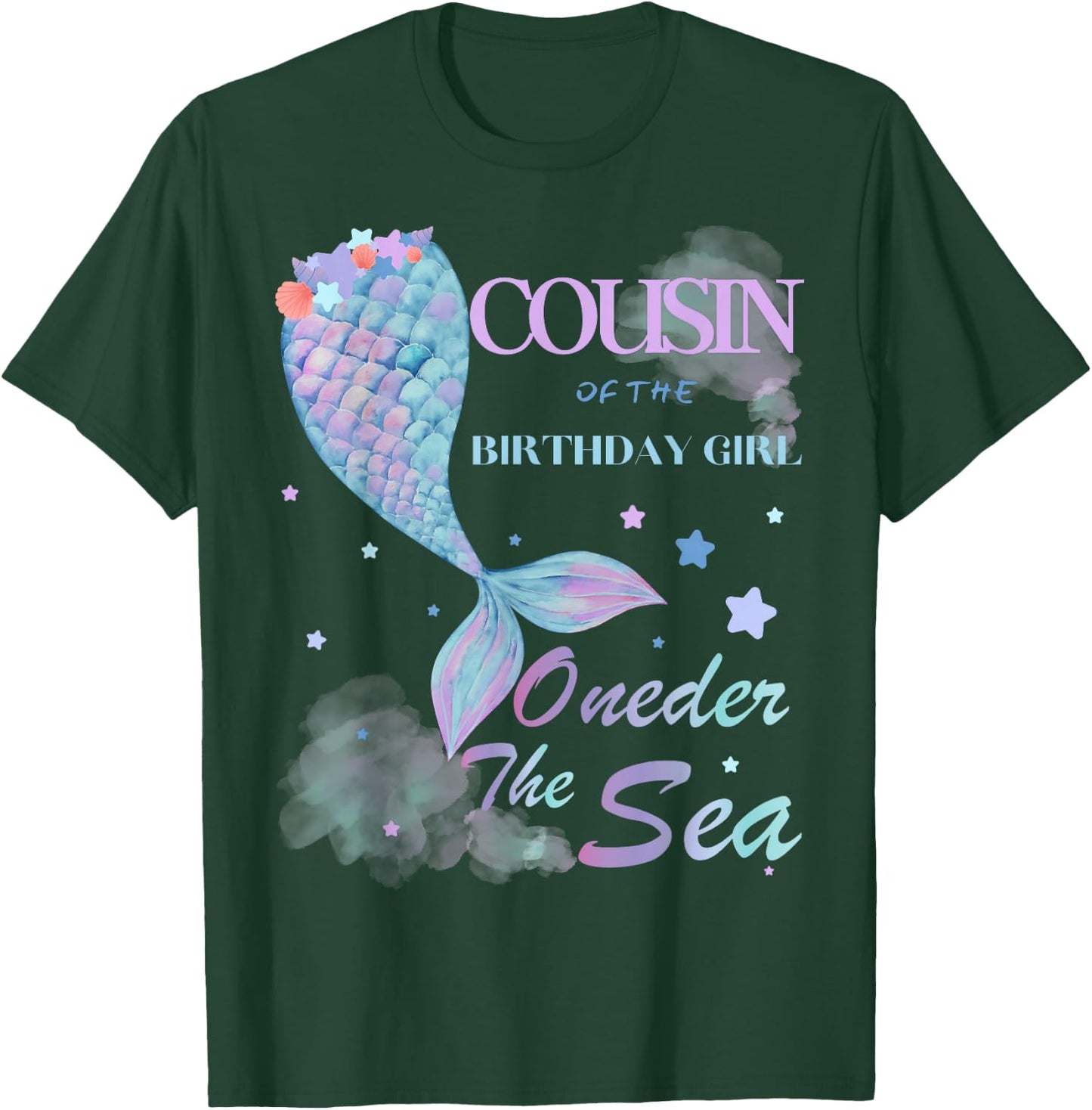 Cousin 1st Birthday Mermaid Oneder The Sea Family Matching T-Shirt - T-Shirt | Forest