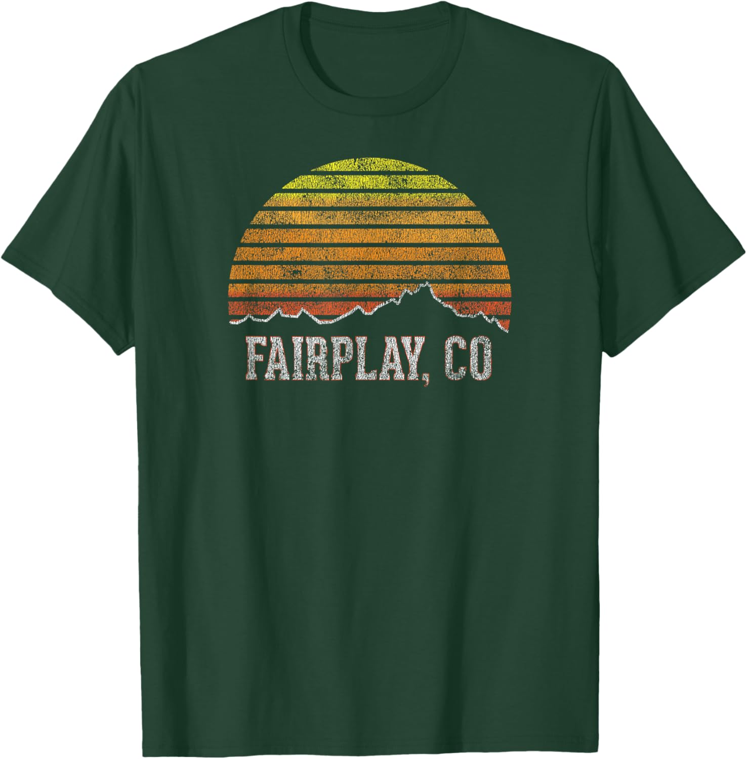 Retro Fairplay Colorado Mountain Sunset Winter T-Shirt - T-Shirt | Forest