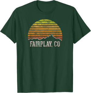 Retro Fairplay Colorado Mountain Sunset Winter T-Shirt - T-Shirt | Forest