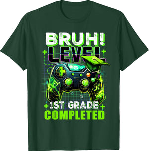 Bruh Level 1st Grade Completed Last Day Of School Graduate T-Shirt - T-Shirt | Forest