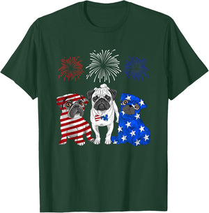 Pug america 4th of july National Day T-Shirt - T-Shirt | Forest