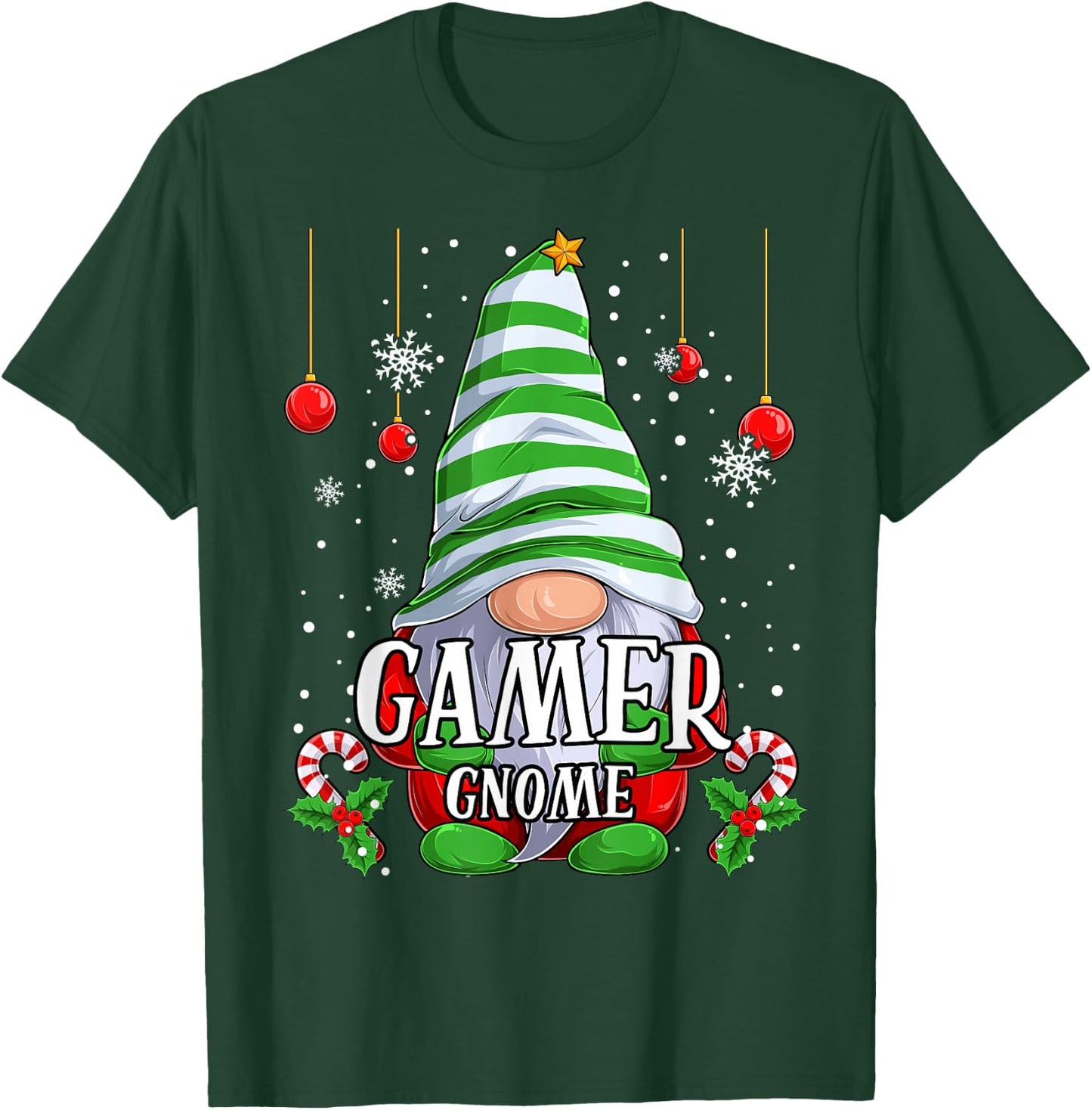 Gamer Gnome christmas pajamas matching family group T-Shirt - T-Shirt | Forest