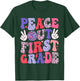 Peace Out First Grade Happy Last Day Of School Groovy Retro T-Shirt - T-Shirt | Forest