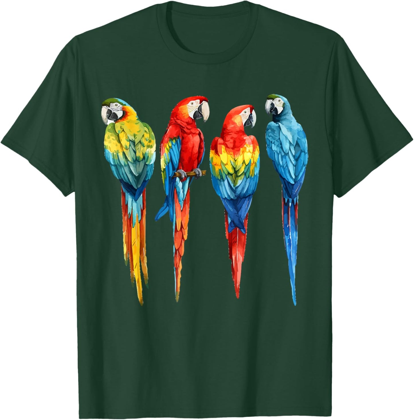 Colourful Parrot Watercolor , black T-Shirt - T-Shirt | Forest