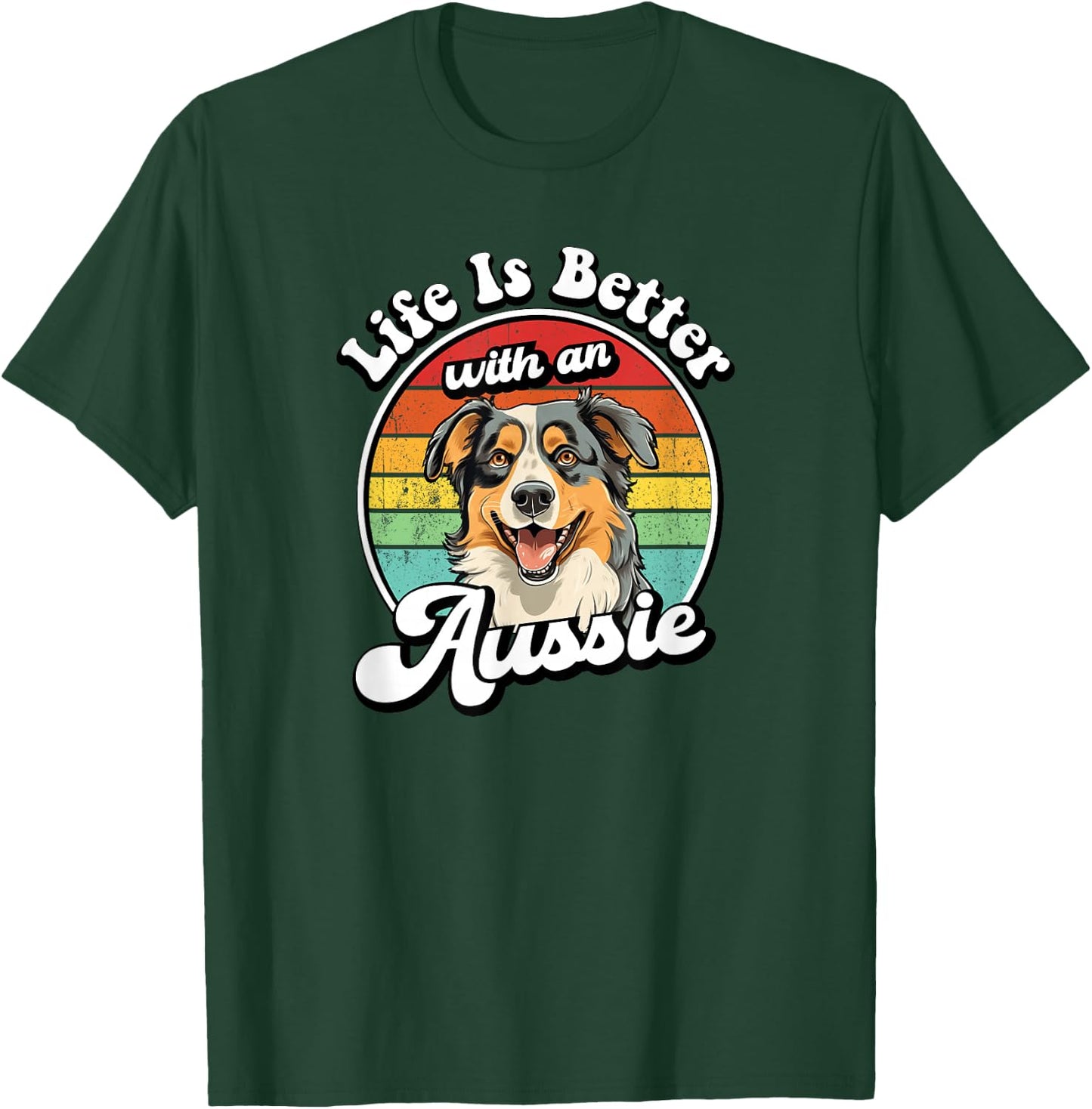 Funny Retro Vintage Life Is Better Aussie Dog Lover Women Kids T-Shirt - T-Shirt | Forest