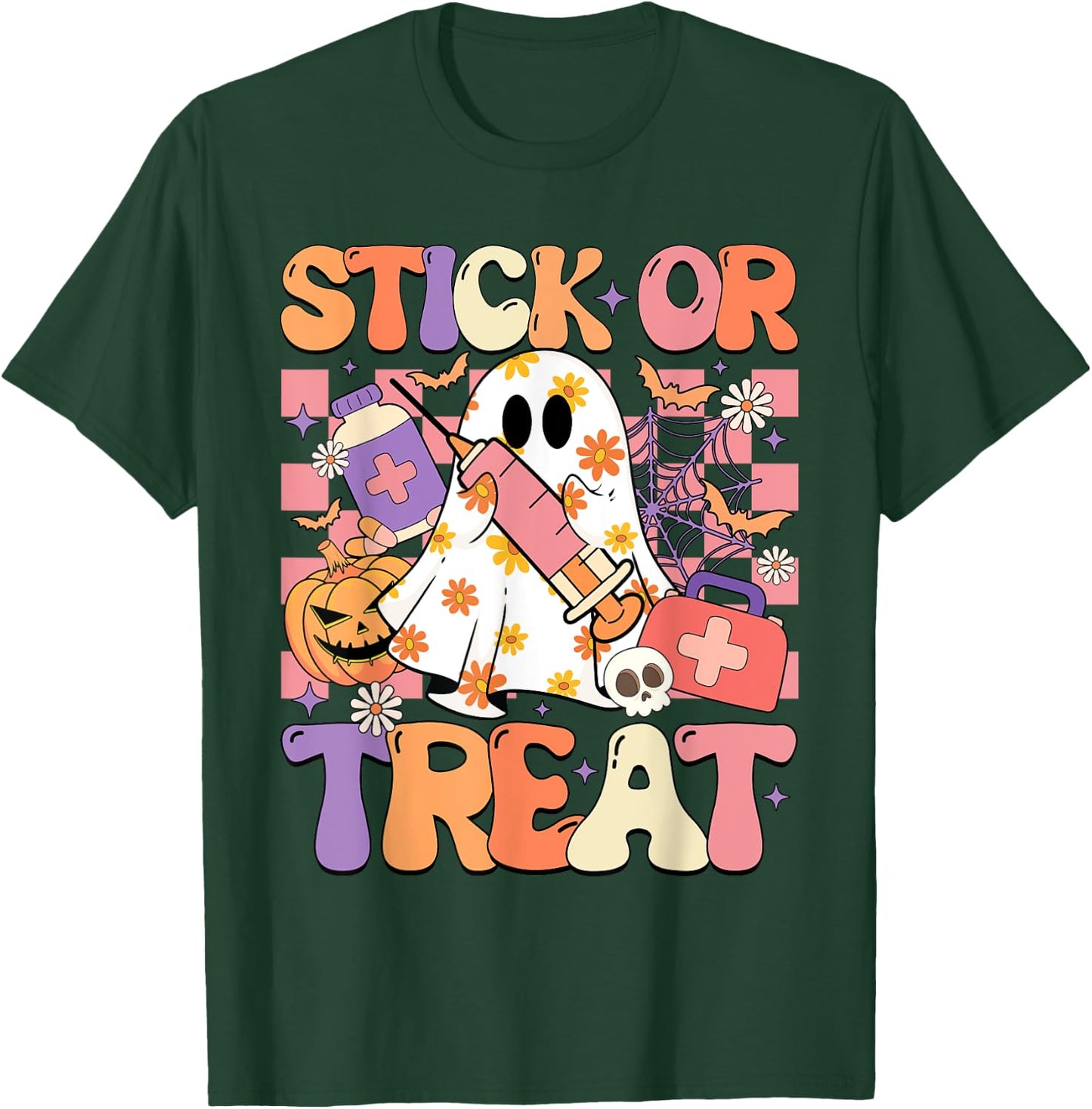 Stick Or Treat Phlebotomy Tech Syringe Trick Or Treat Day T-Shirt - T-Shirt | Forest